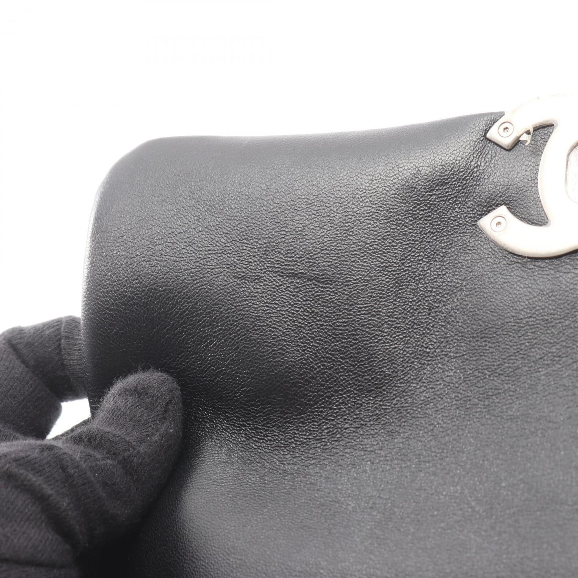 Chanel Black Leather Handbag Shoulder Bag (Pre-Owned)