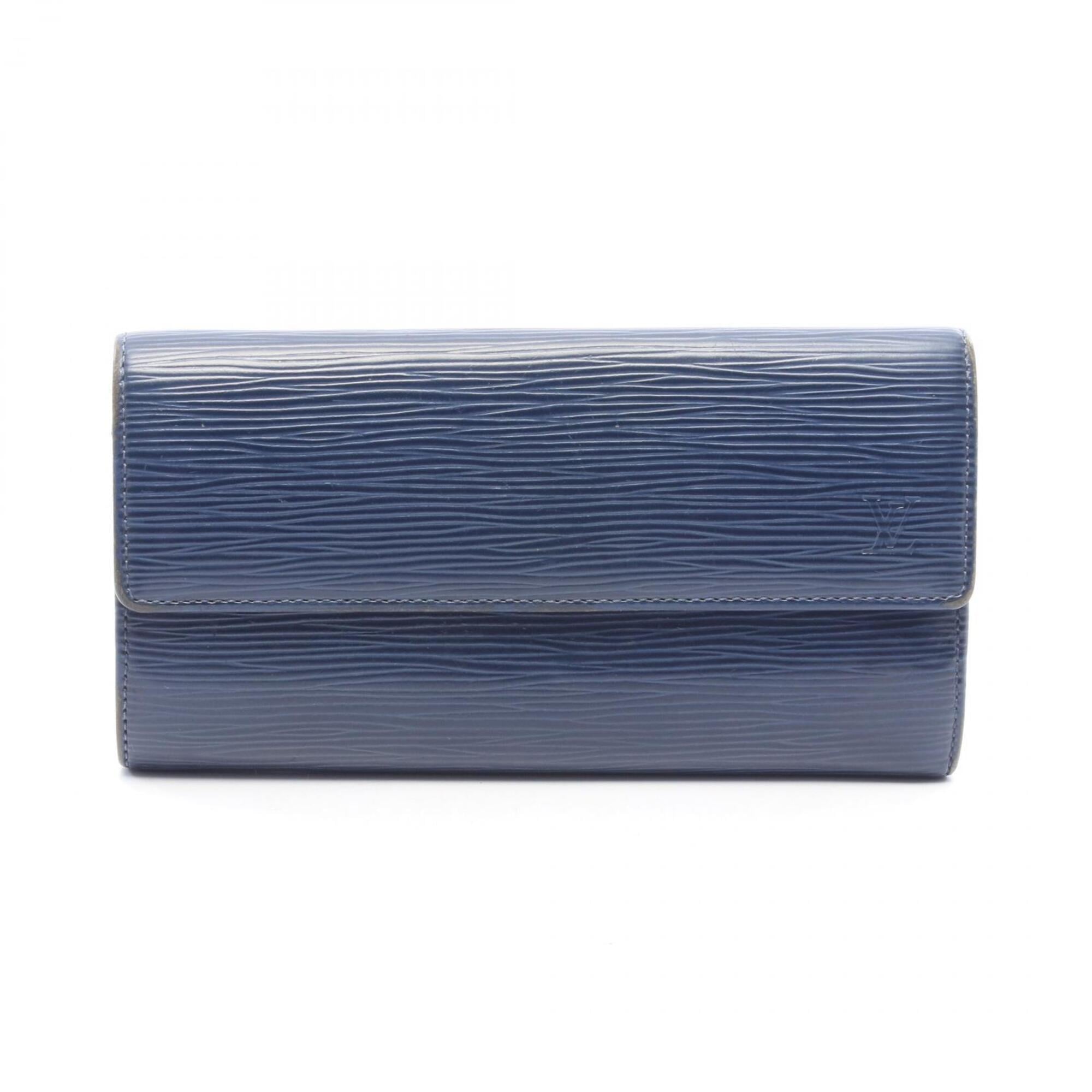 Louis Vuitton Navy Leather Long Wallet (Bi-Fold) (Pre-Owned)