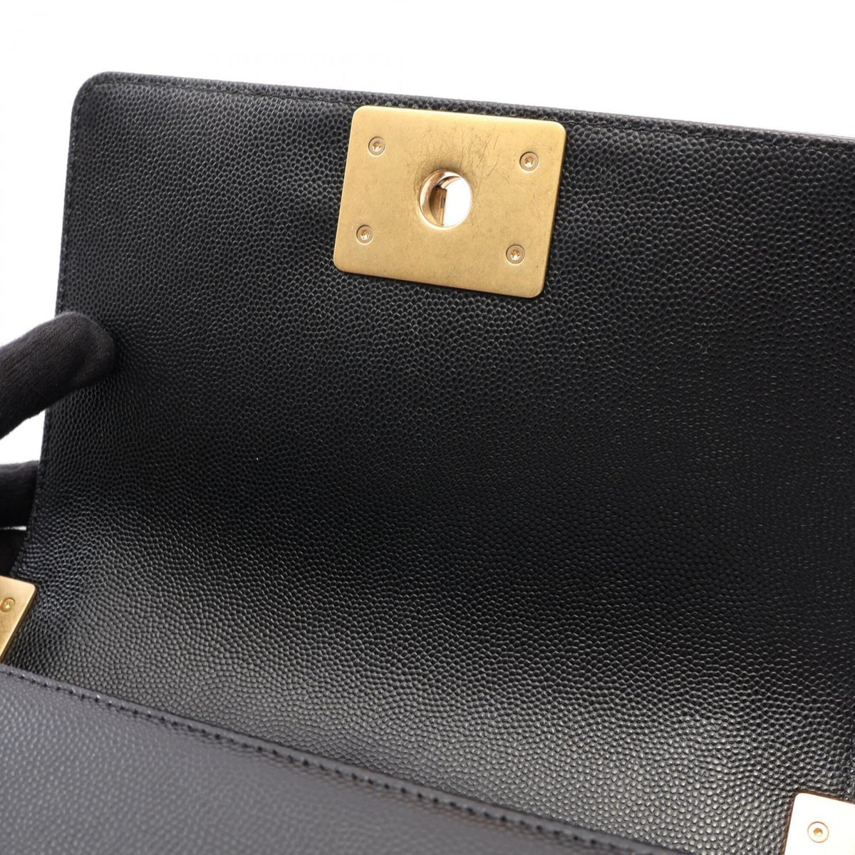 Chanel Black Grained Calfskin Handbag Shoulder Bag (Pre-Owned)
