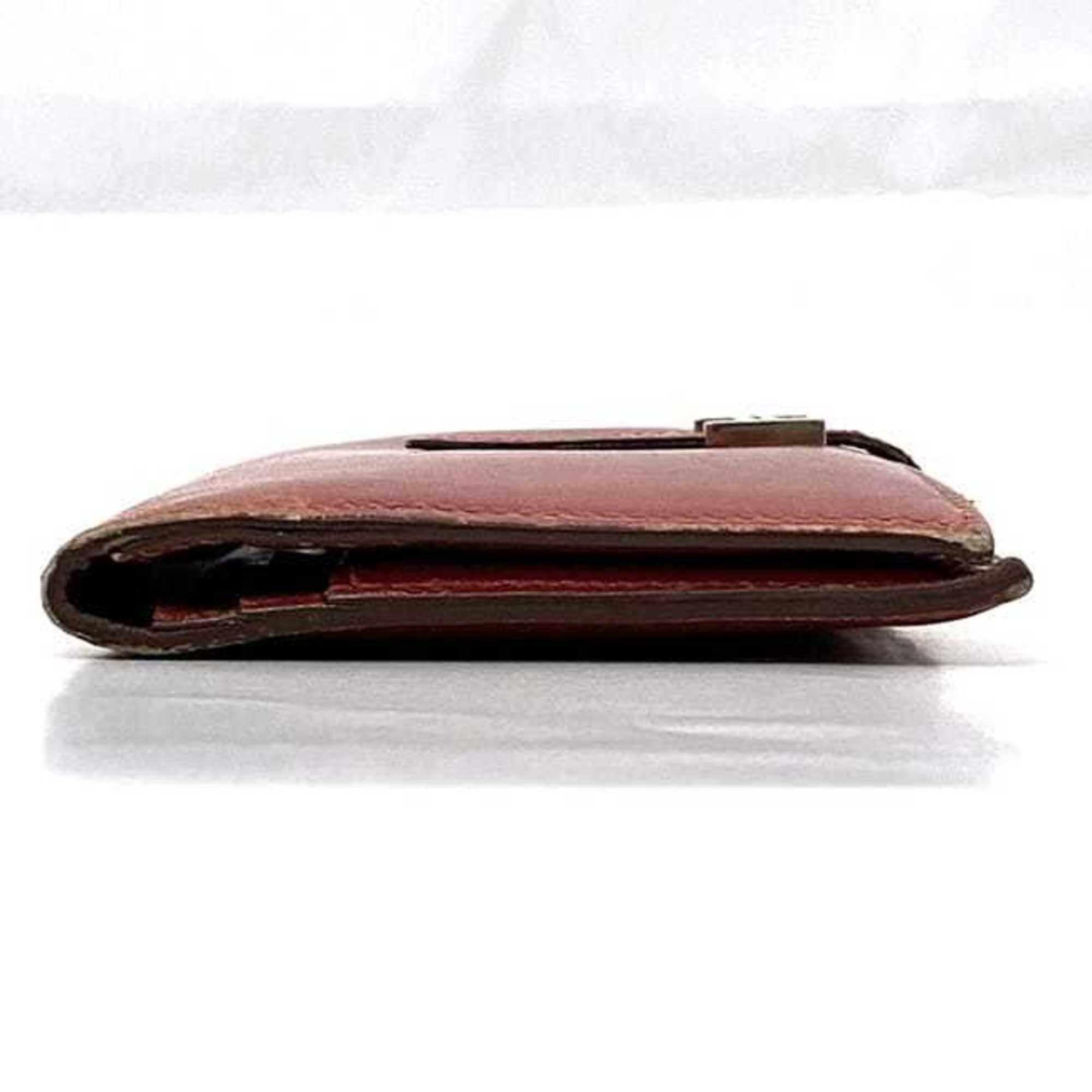 Hermes Red Color Leather Long Wallet (Bi-Fold) (Pre-Owned)
