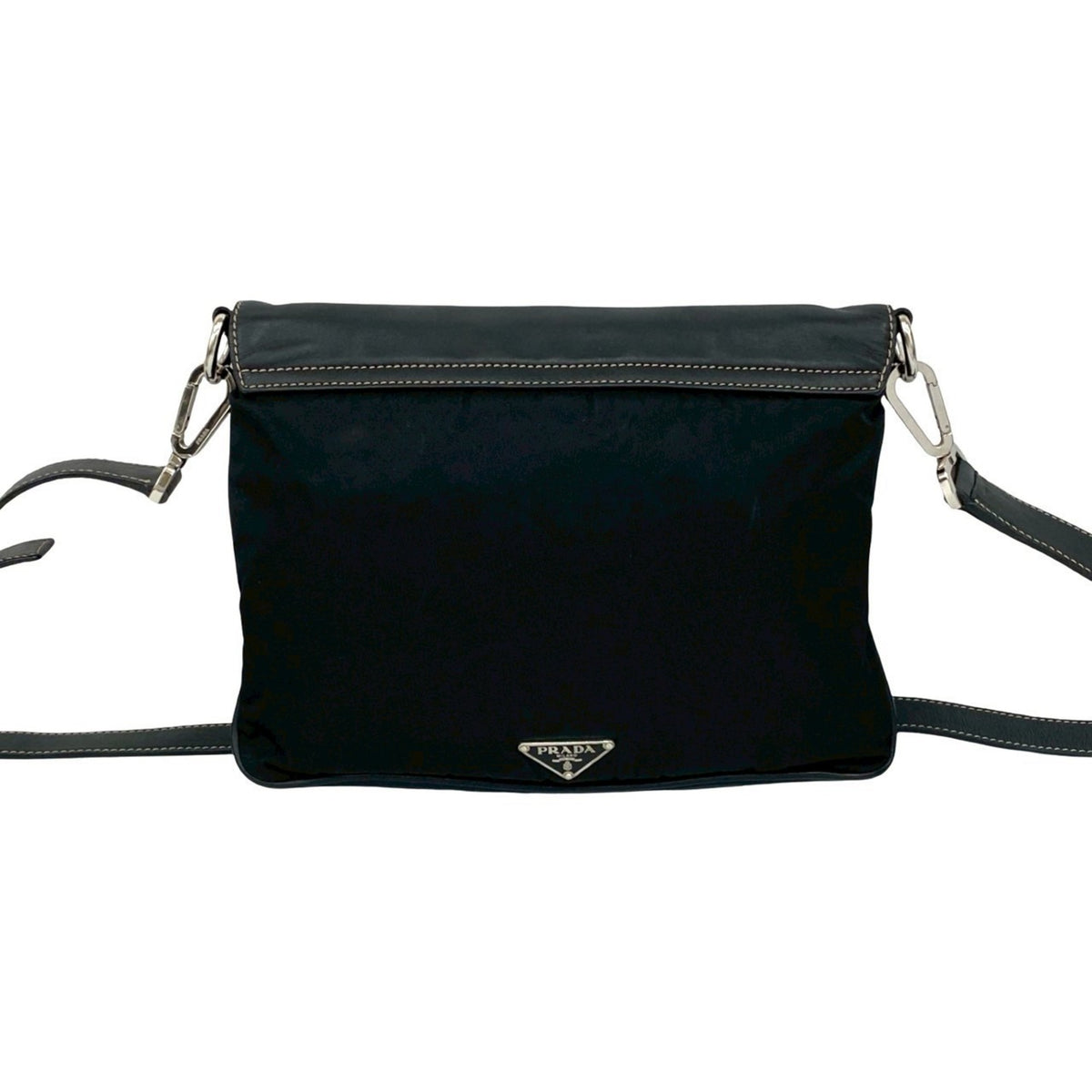 Prada Black Leather Nylon Pochette Shoulder Bag (Pre-Owned)