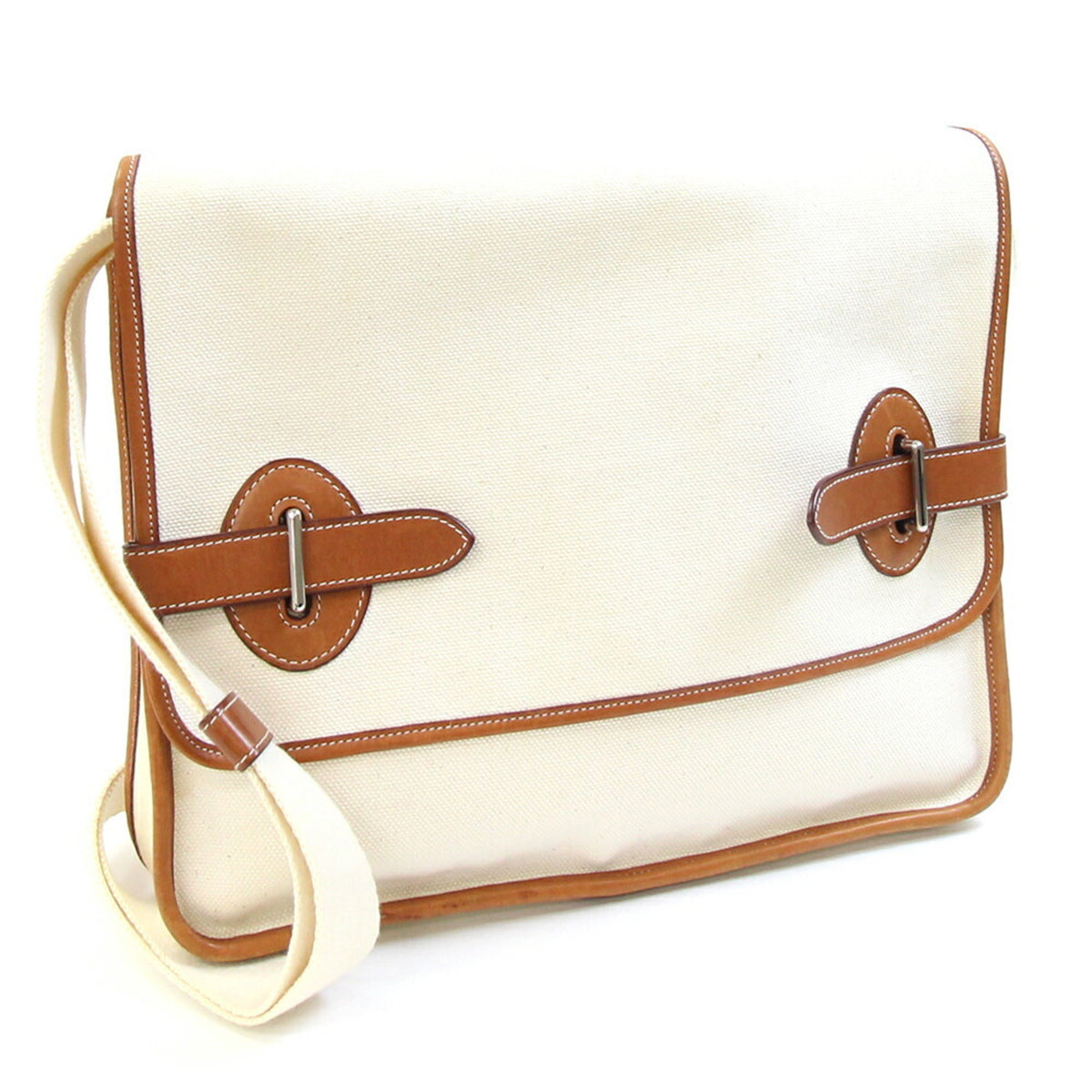 Hermes Buenaventura Brown Natural Leather Handbag Shoulder Bag (Pre-Owned)