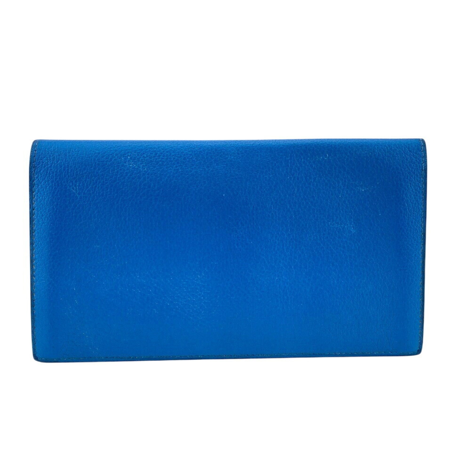 Hermes Blue Leather Long Wallet (Bi-Fold) (Pre-Owned)