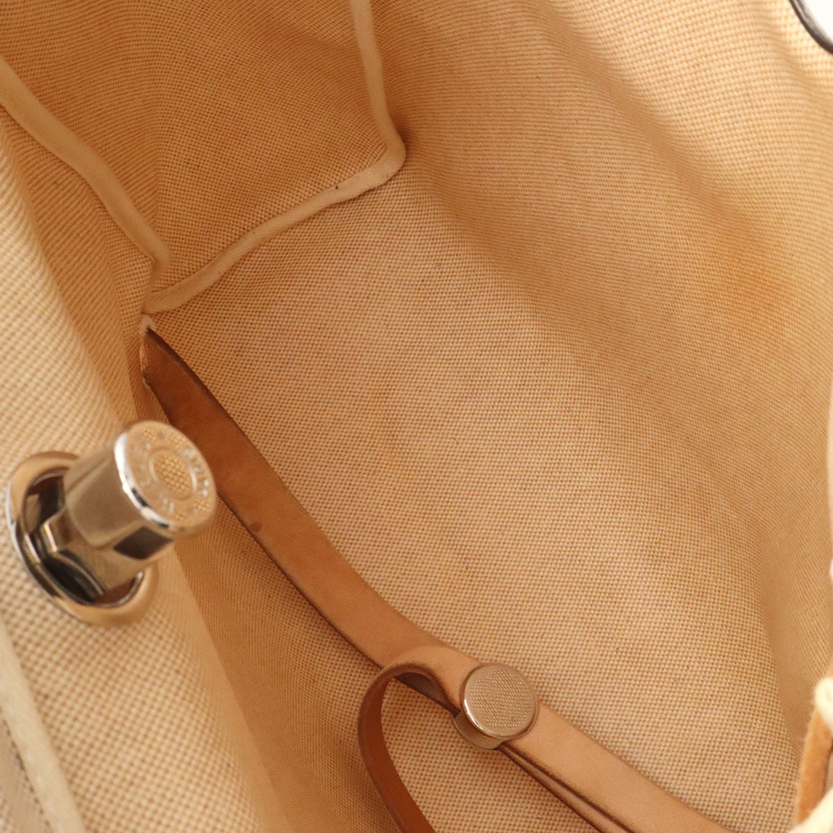 Hermes Her Bag Light Brown Natural Toile H Leather Backpack (Pre-Owned)