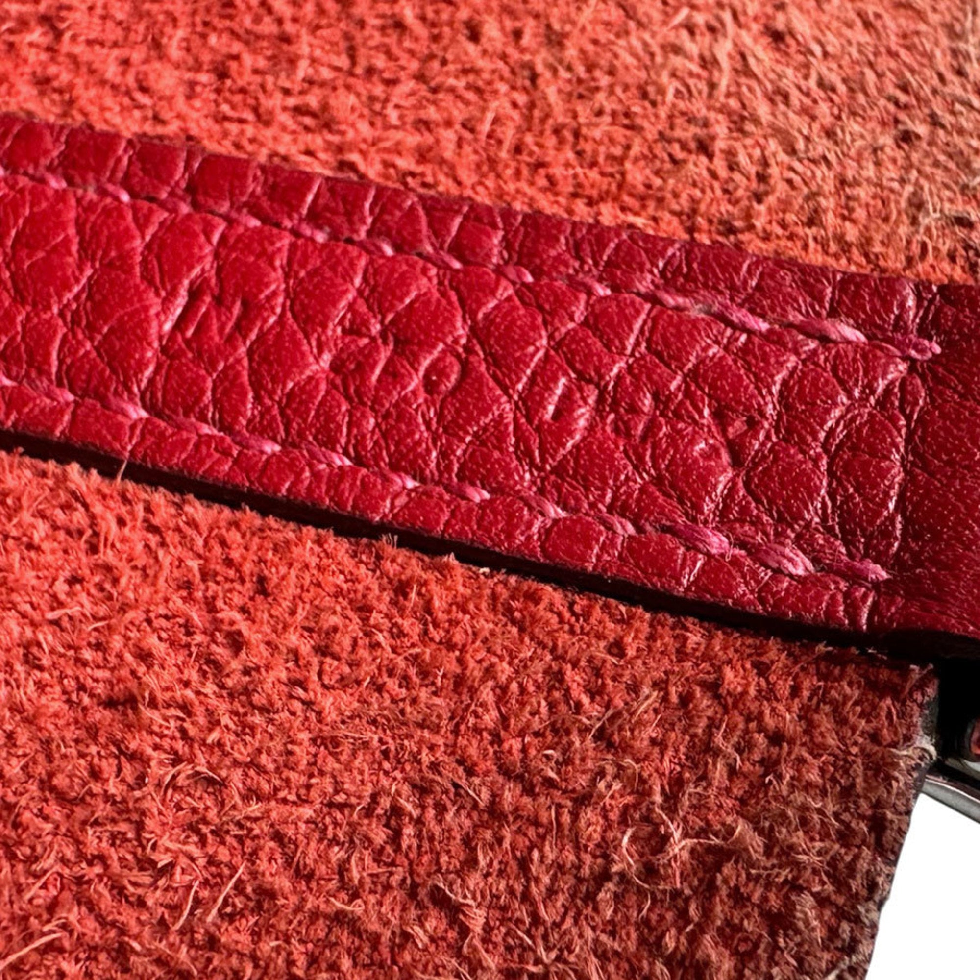 Hermes Rouge Casaque Taurillon Clemence Leather Handbag (Pre-Owned)