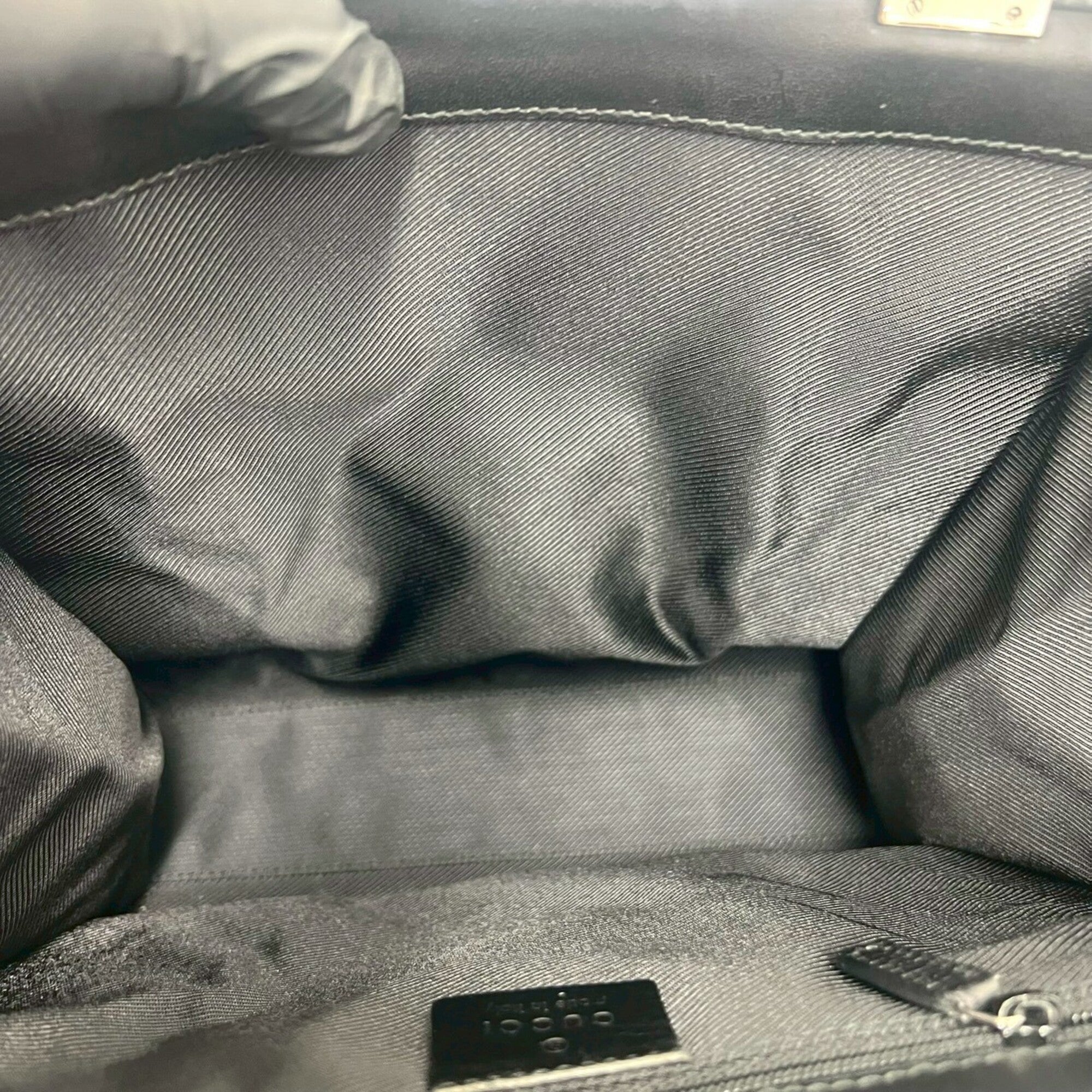 Gucci Black Canvas Leather Handbag Tote Bag (Pre-Owned)