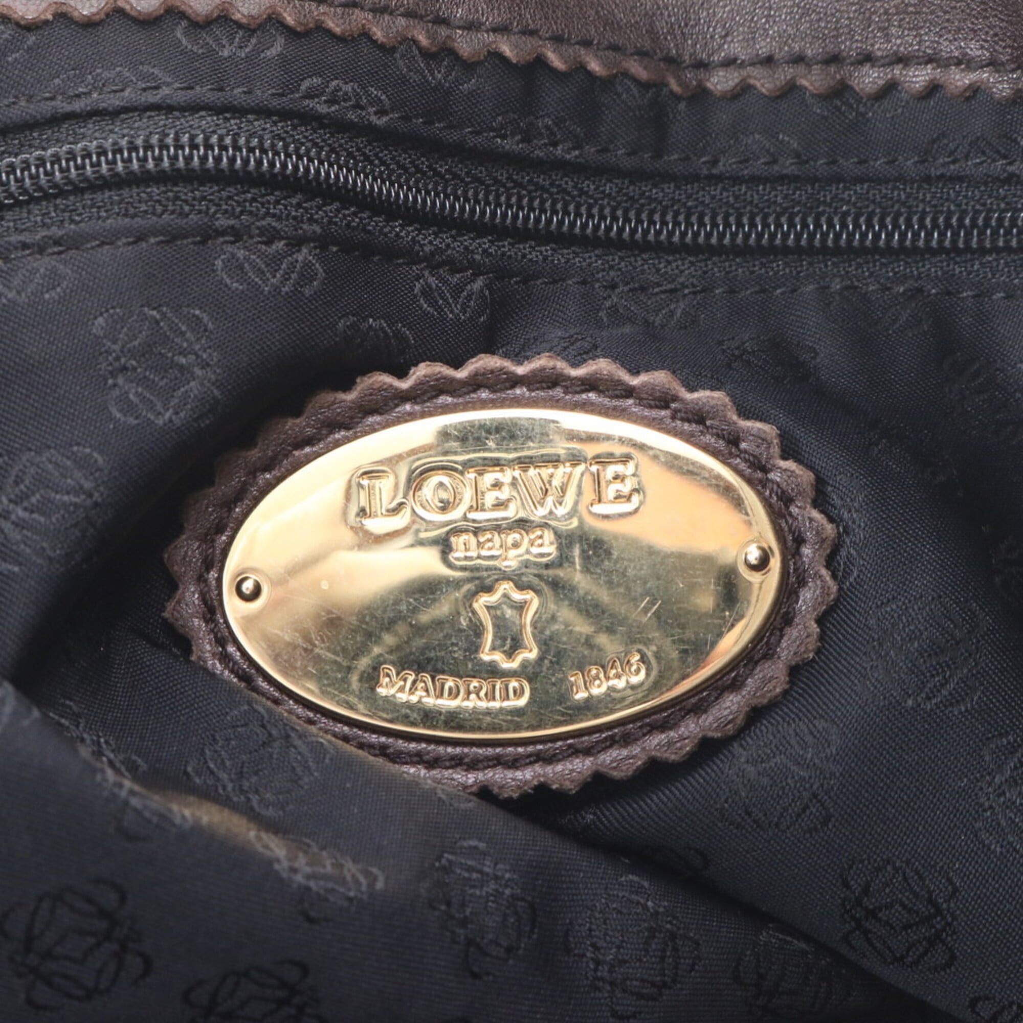 Loewe Dark Brown Leather Handbag Tote Bag (Pre-Owned)