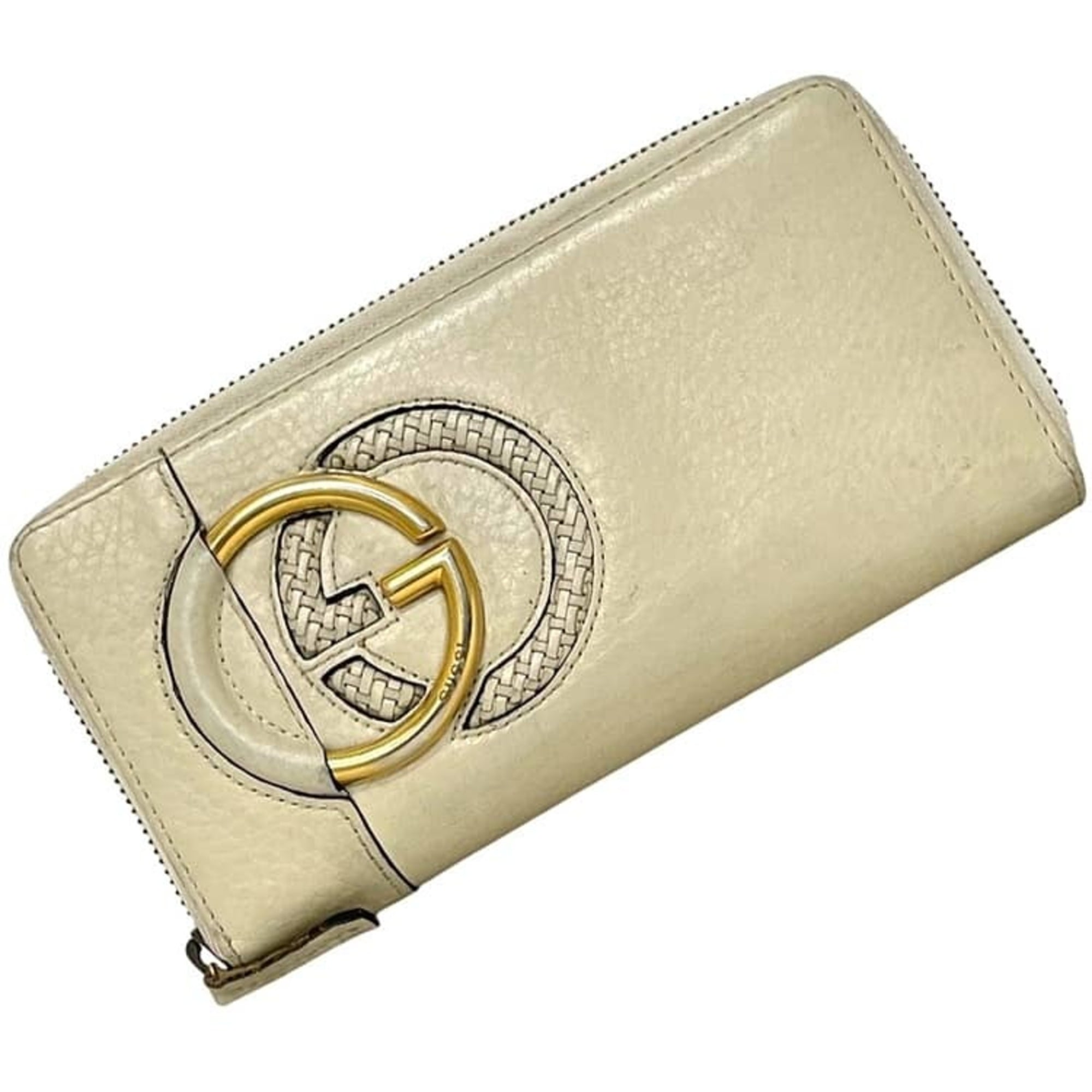 Gucci Beige Leather Long Wallet (Bi-Fold) (Pre-Owned)