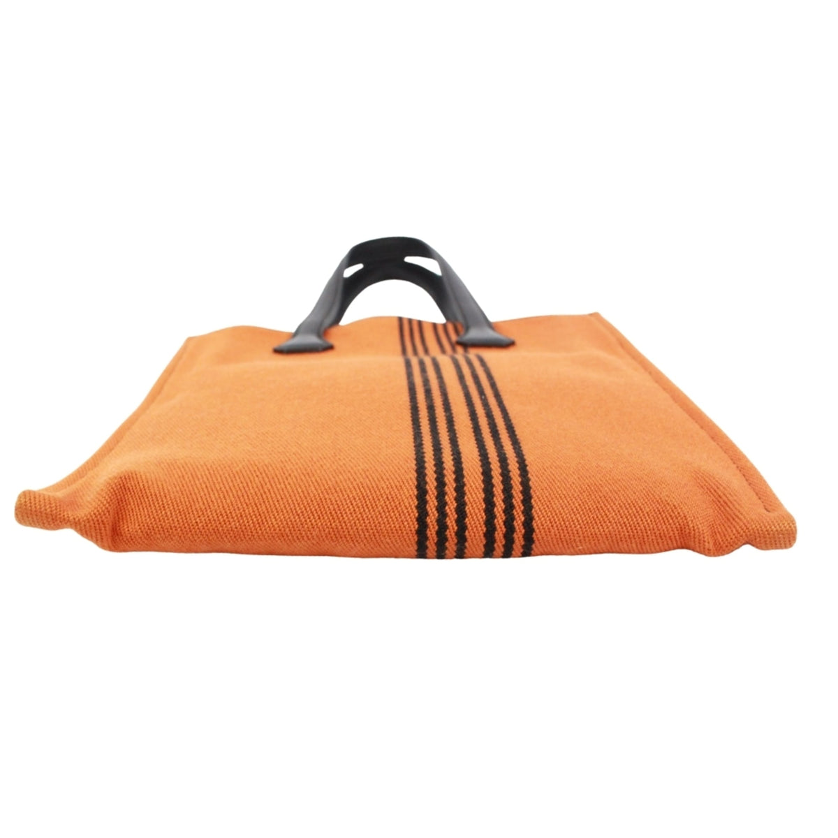 Hermes Black Orange Leather Canvas Tote Bag (Pre-Owned)