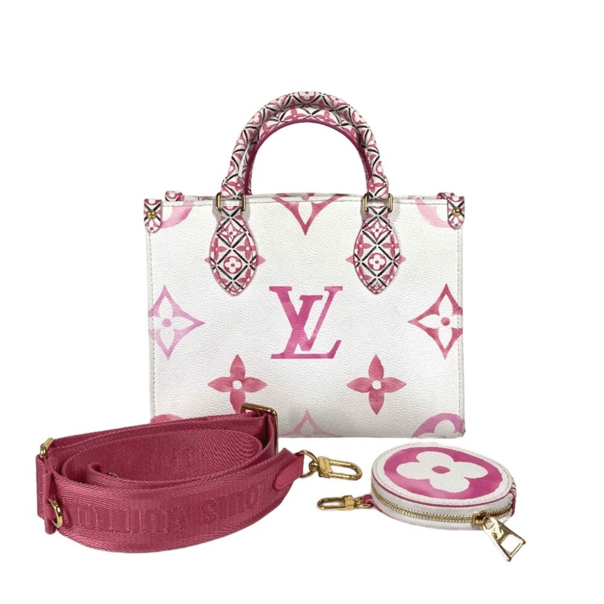 Louis Vuitton Pink White Monogram Handbag Shoulder Bag Tote Bag (Pre-Owned)