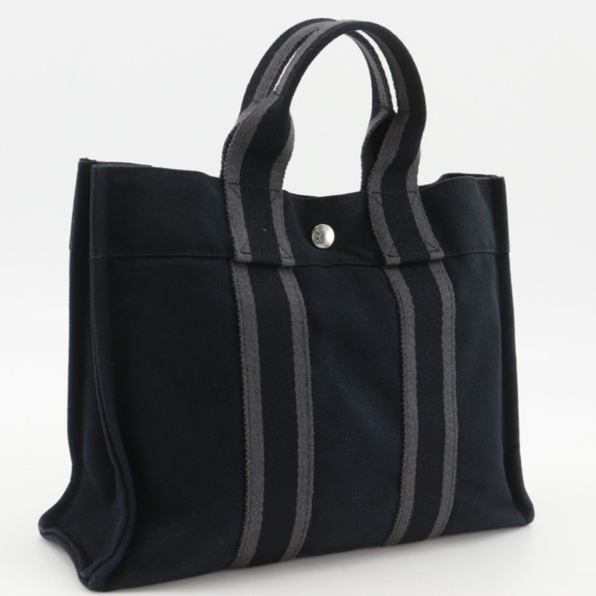Hermes Fourre Tout Black Canvas Handbag (Pre-Owned)