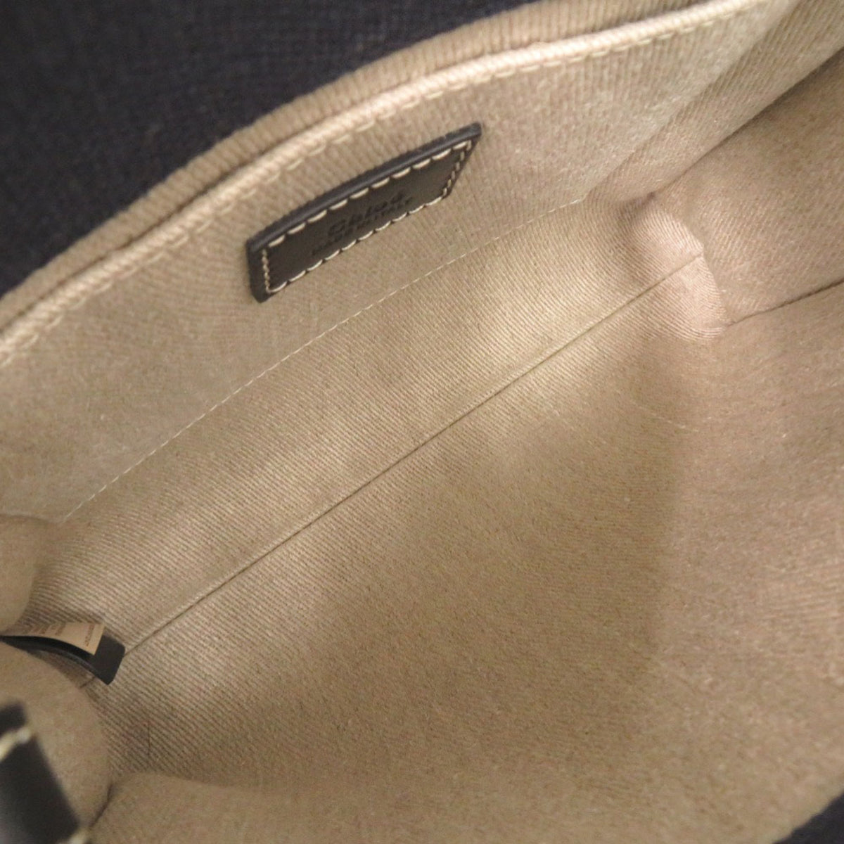 Chloé Black Navy Leather Linen Canvas Handbag Shoulder Bag Tote Bag (Pre-Owned)