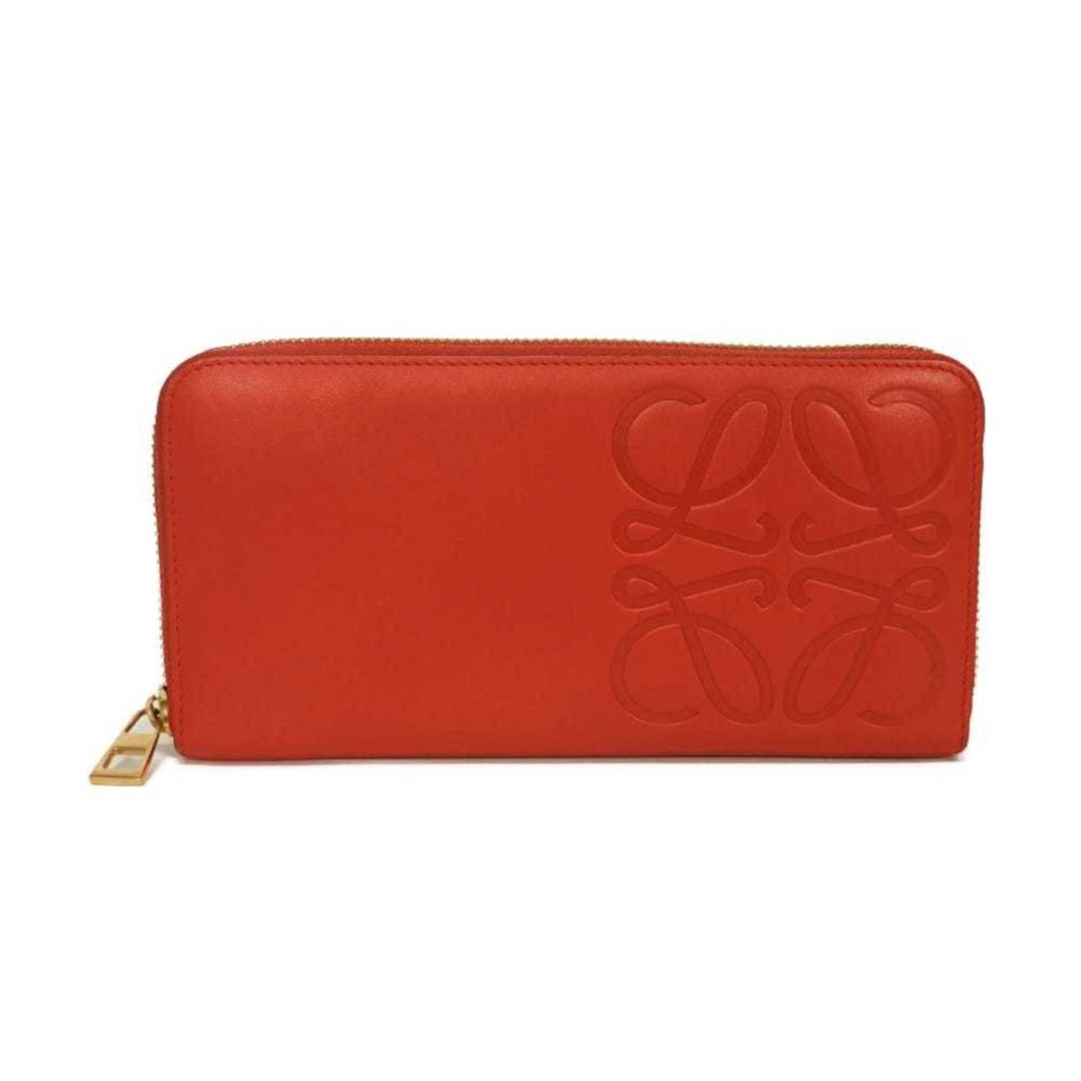 Loewe Red Color Leather Long Wallet (Bi-Fold) (Pre-Owned)