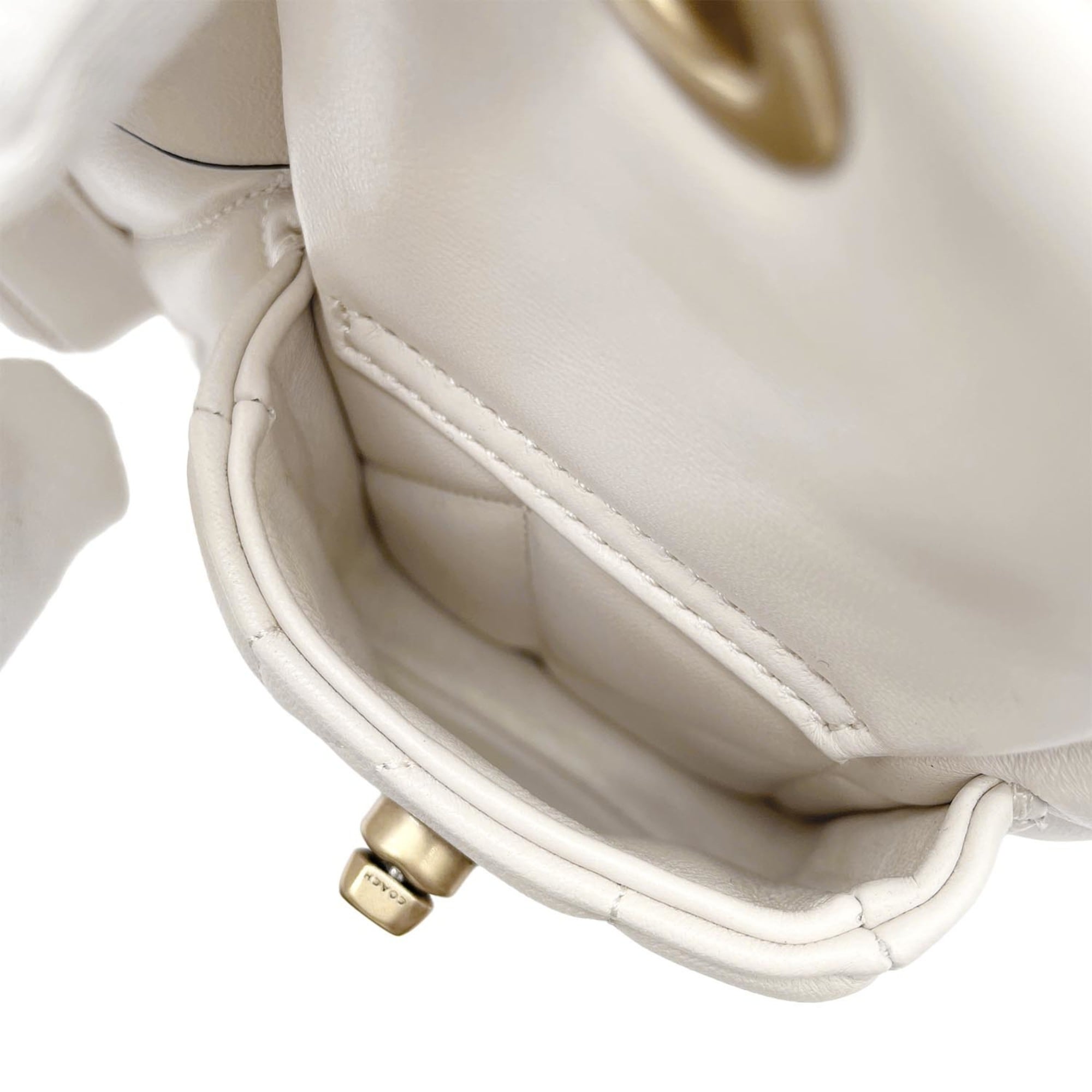 Coach Gold White Leather Backpack (Pre-Owned)