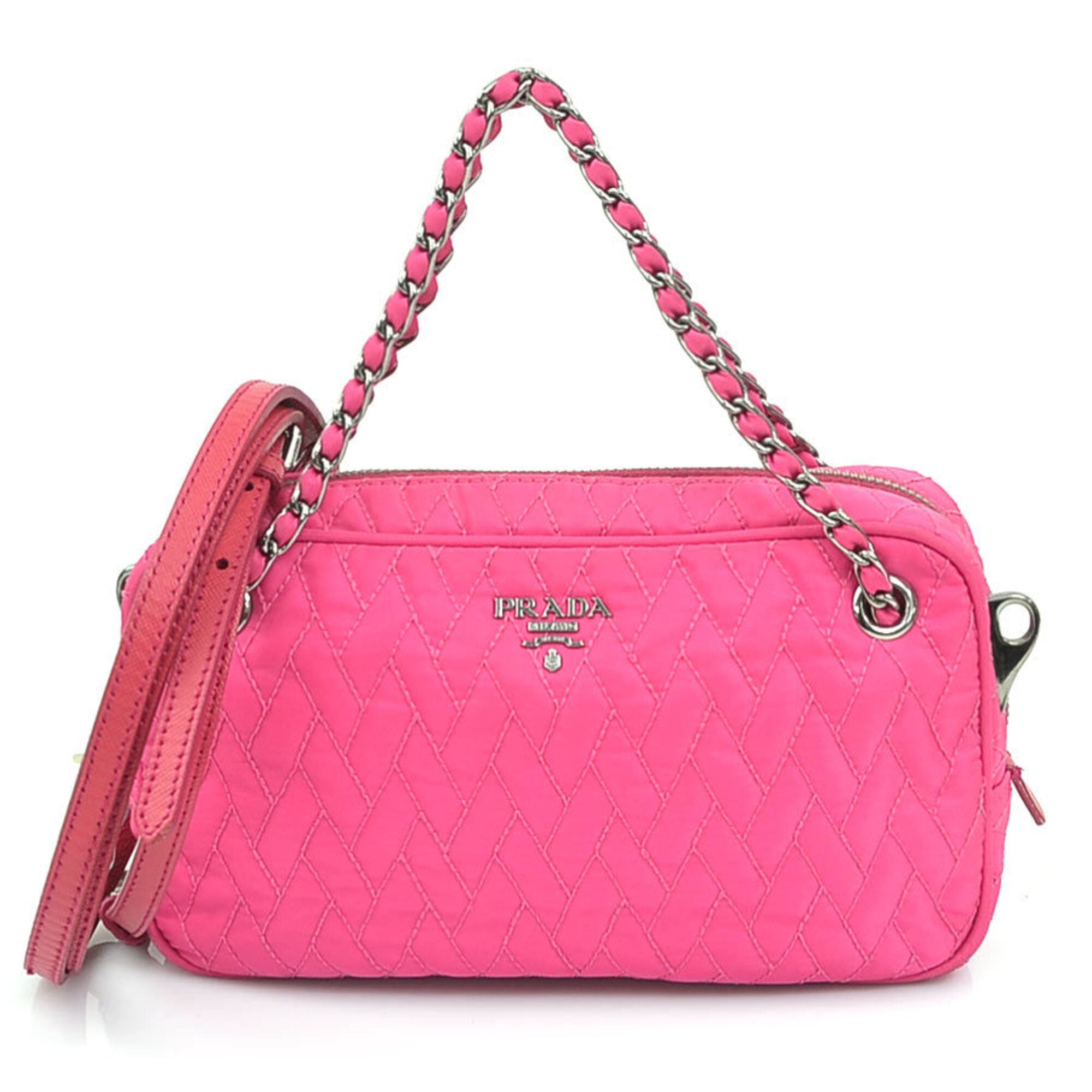 Prada Pink Nylon Handbag Shoulder Bag (Pre-Owned)