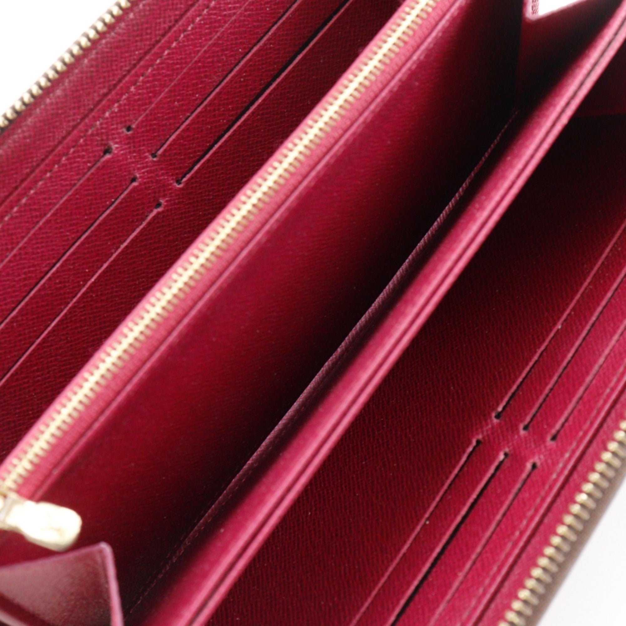 Louis Vuitton Brown Fuchsia Monogram Red Color Monogram Long Wallet (Bi-Fold) (Pre-Owned)