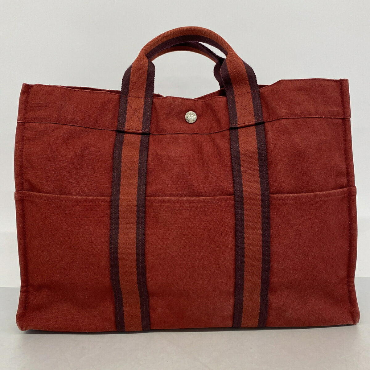 Hermes Red Color Canvas Tote Bag (Pre-Owned)