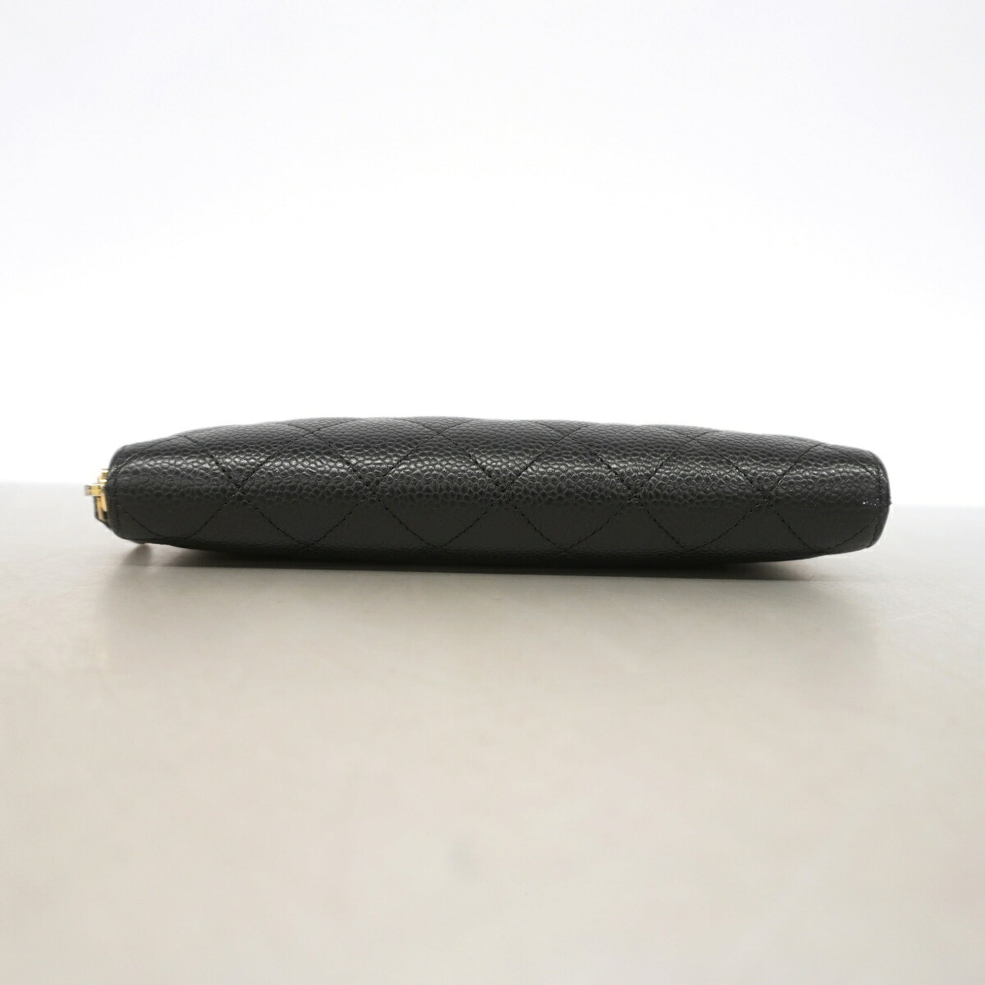 Chanel Black Grained Calfskin Long Wallet (Bi-Fold) (Pre-Owned)