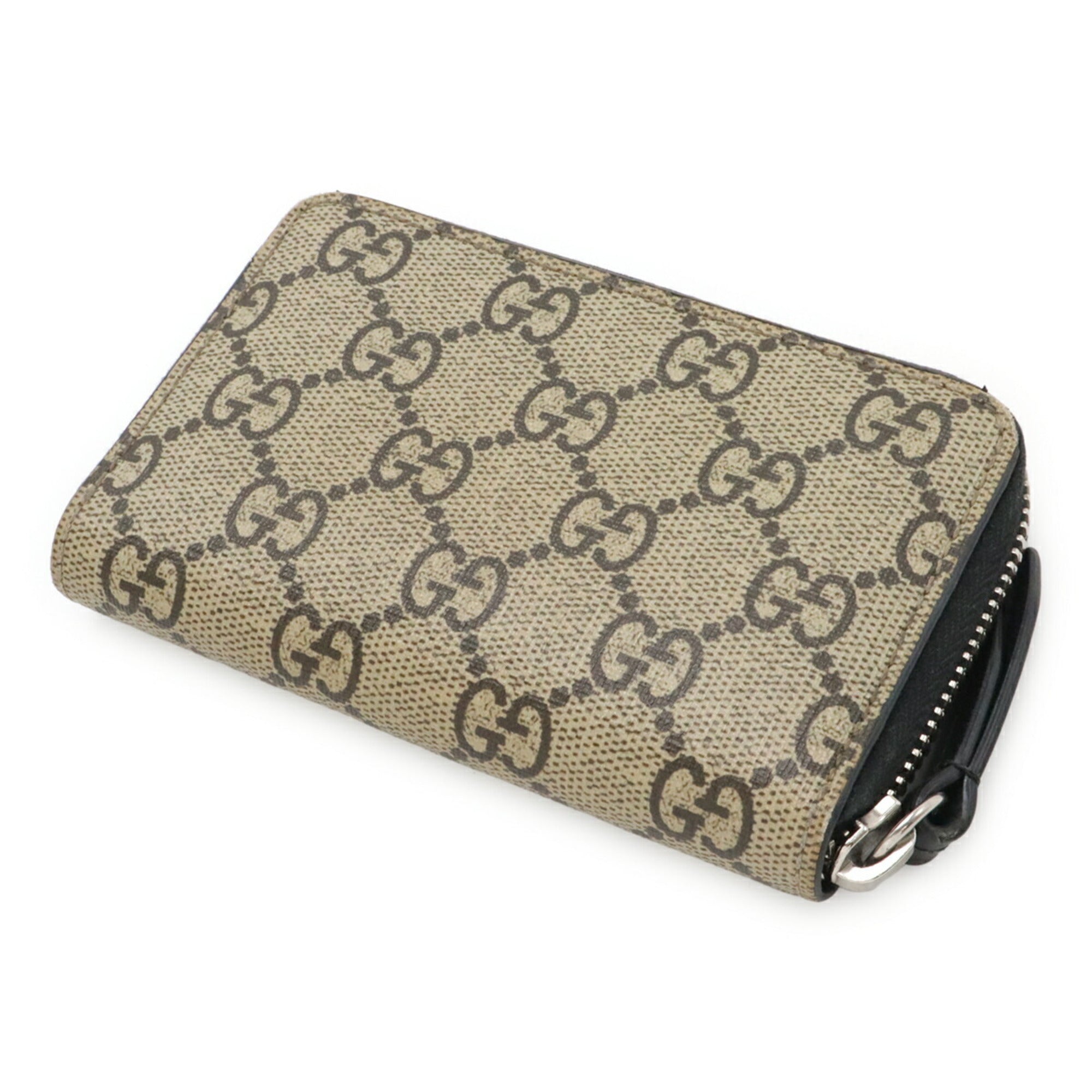 Gucci Beige Black Gg Supreme Canvas Leather Coin Purse/Coin Case (Pre-Owned)