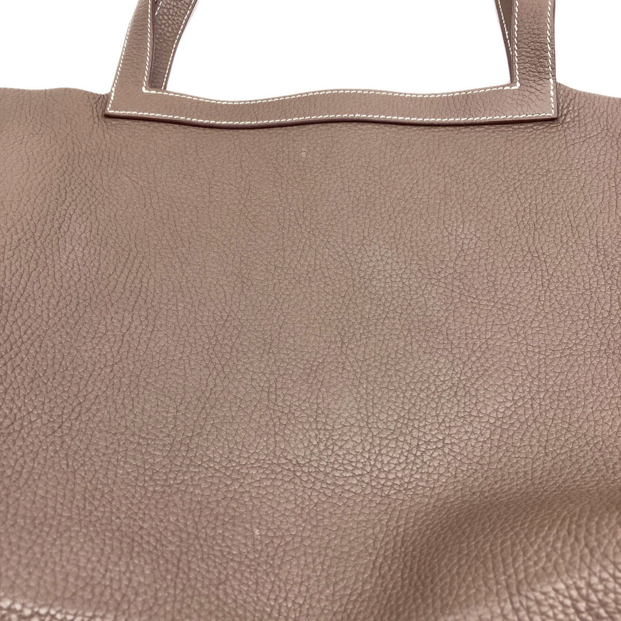 Hermes Grayish Taurillon Clemence Leather Tote Bag (Pre-Owned)