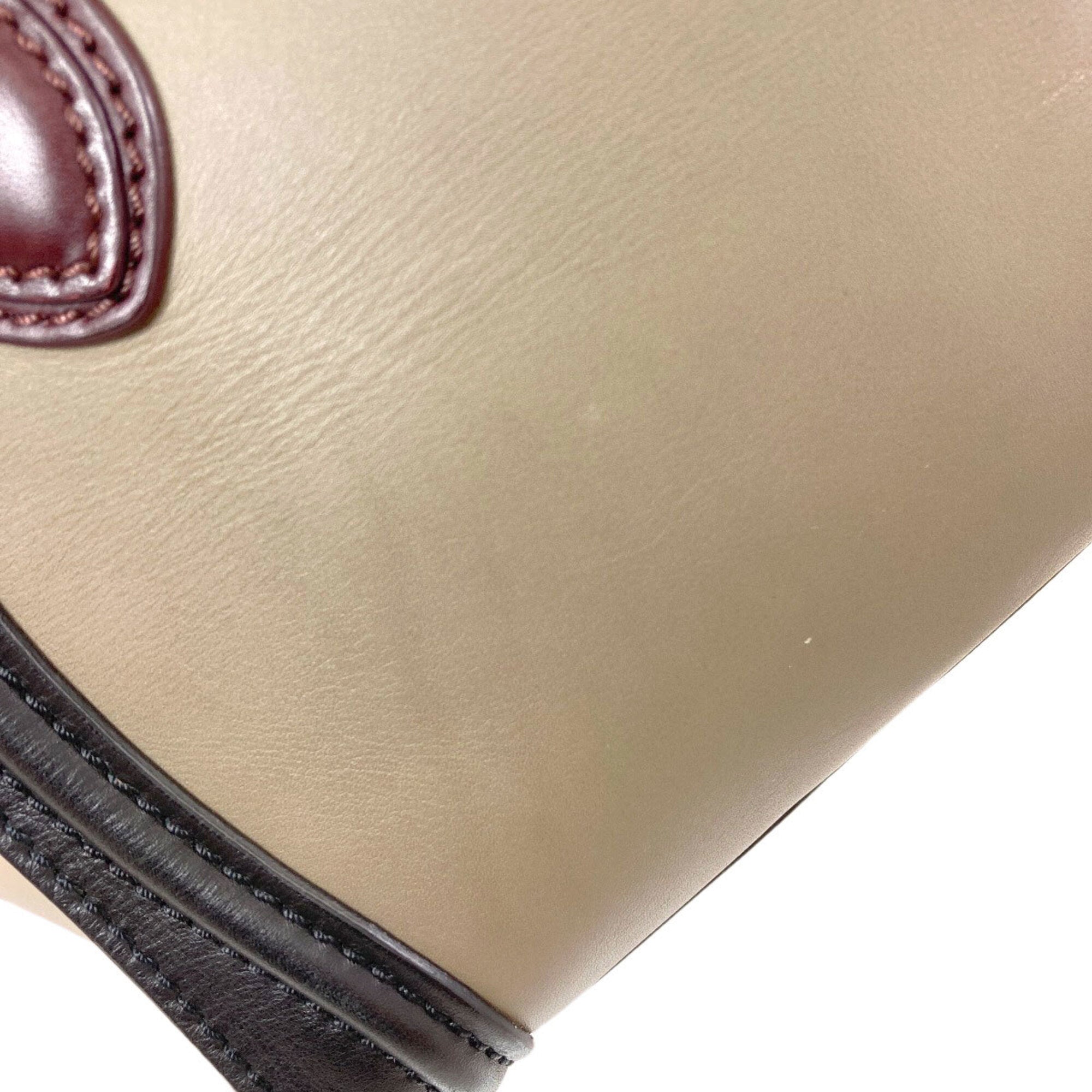 Celine Beige Black Khaki Leather Handbag (Pre-Owned)