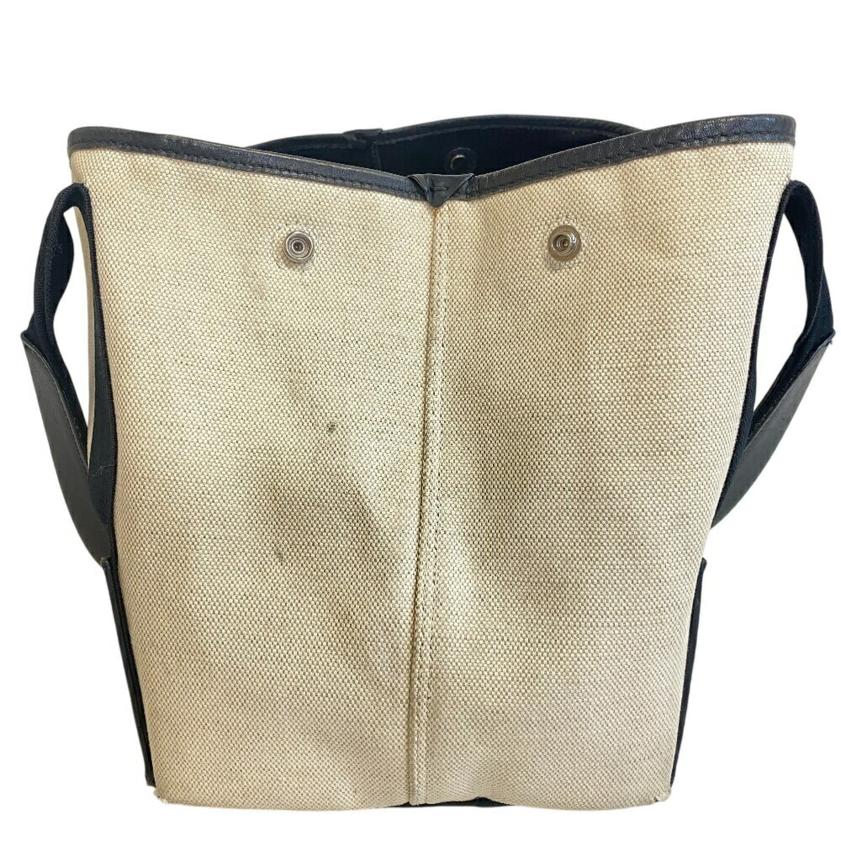 Balenciaga Black Ivory Canvas Leather Handbag (Pre-Owned)