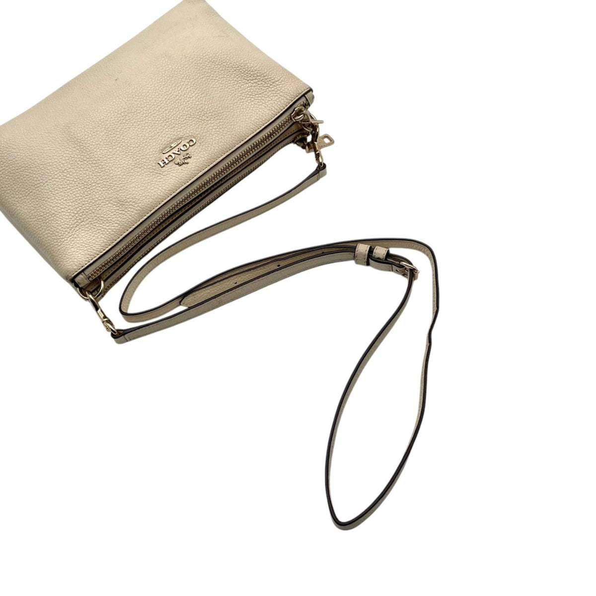 Coach Ivory Leather Crossbody Bag Shoulder Bag Sling Bag (Pre-Owned)