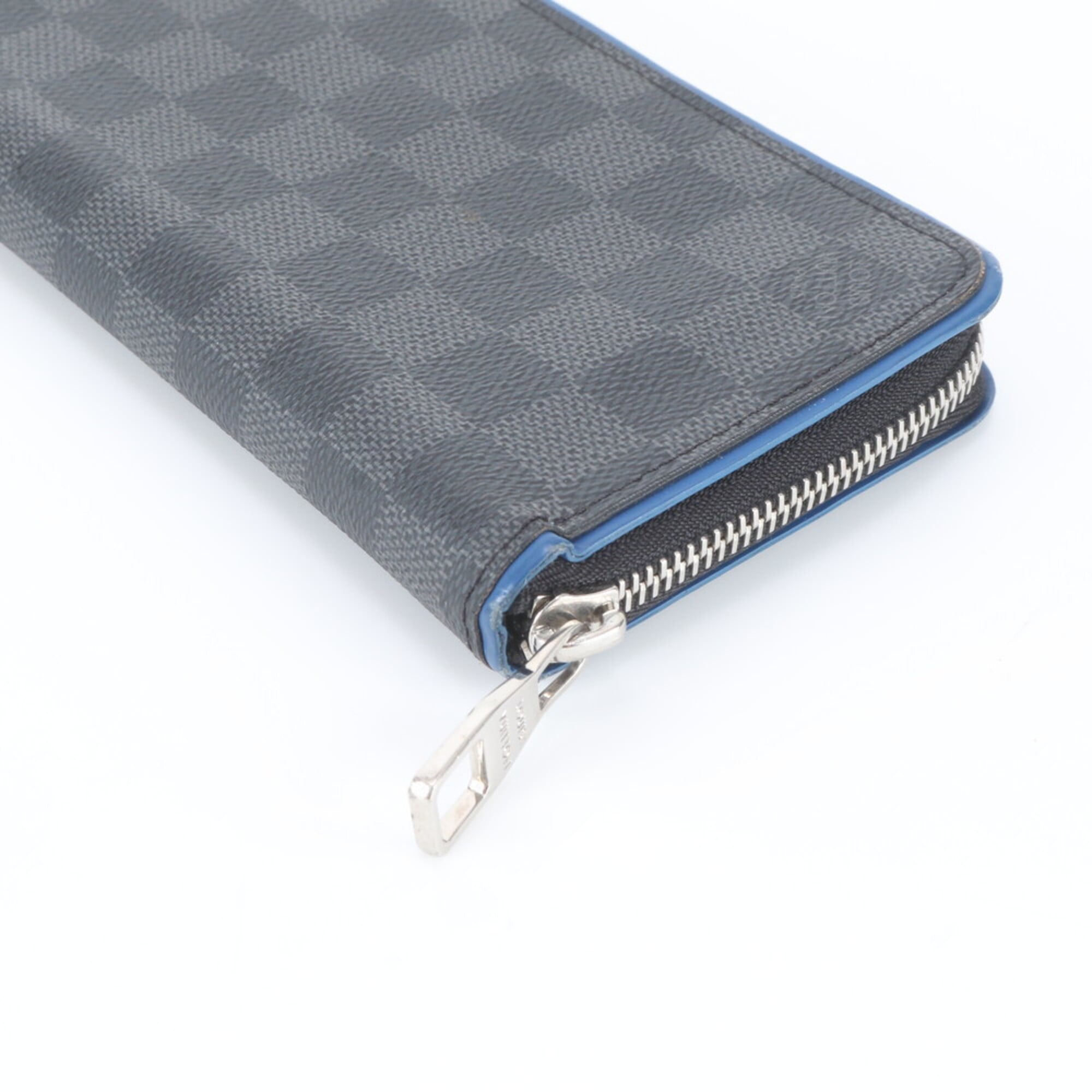 Louis Vuitton Black Blue Leather Coated Canvas Long Wallet (Bi-Fold) (Pre-Owned)