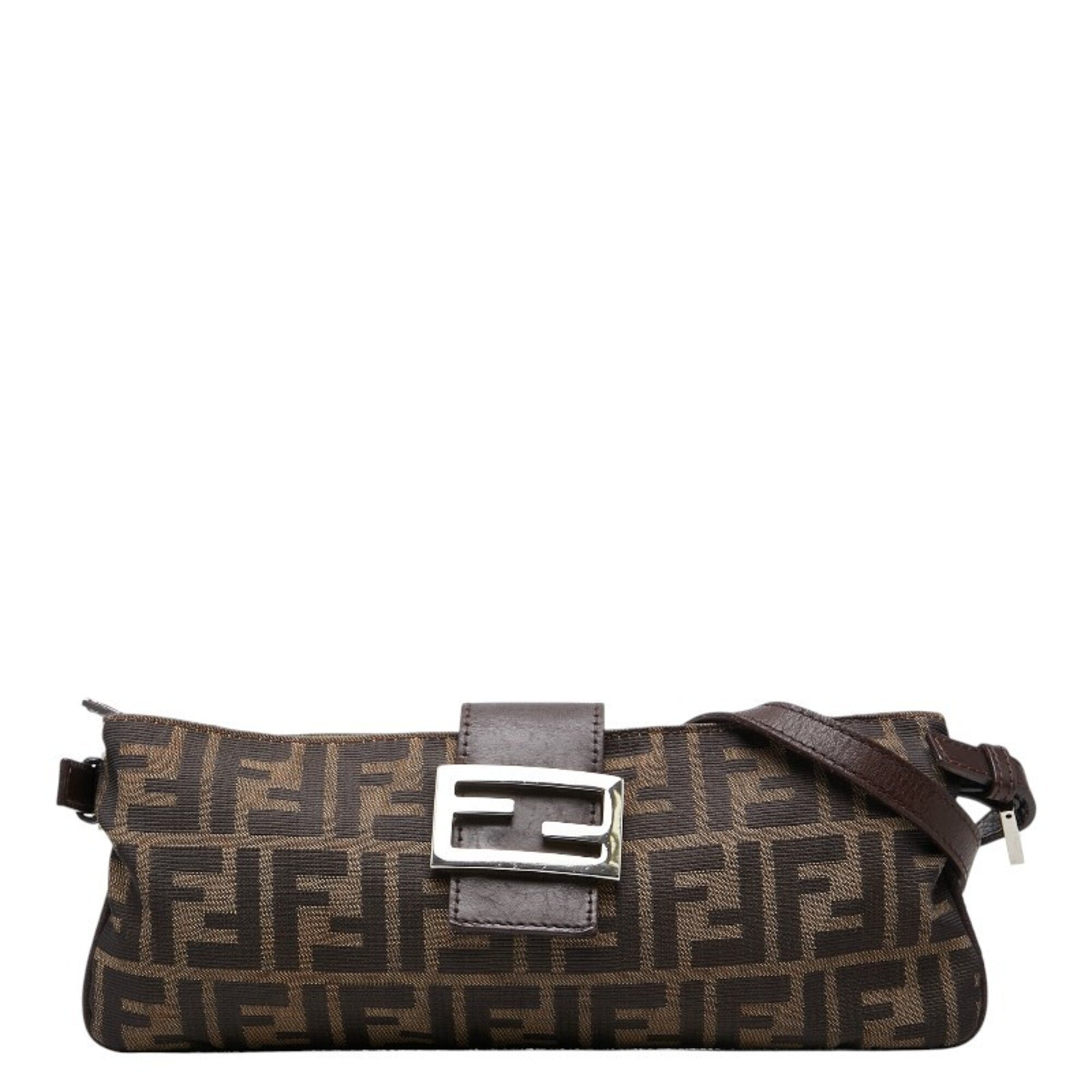 Fendi Brown Canvas Leather Shoulder Bag (Pre-Owned)