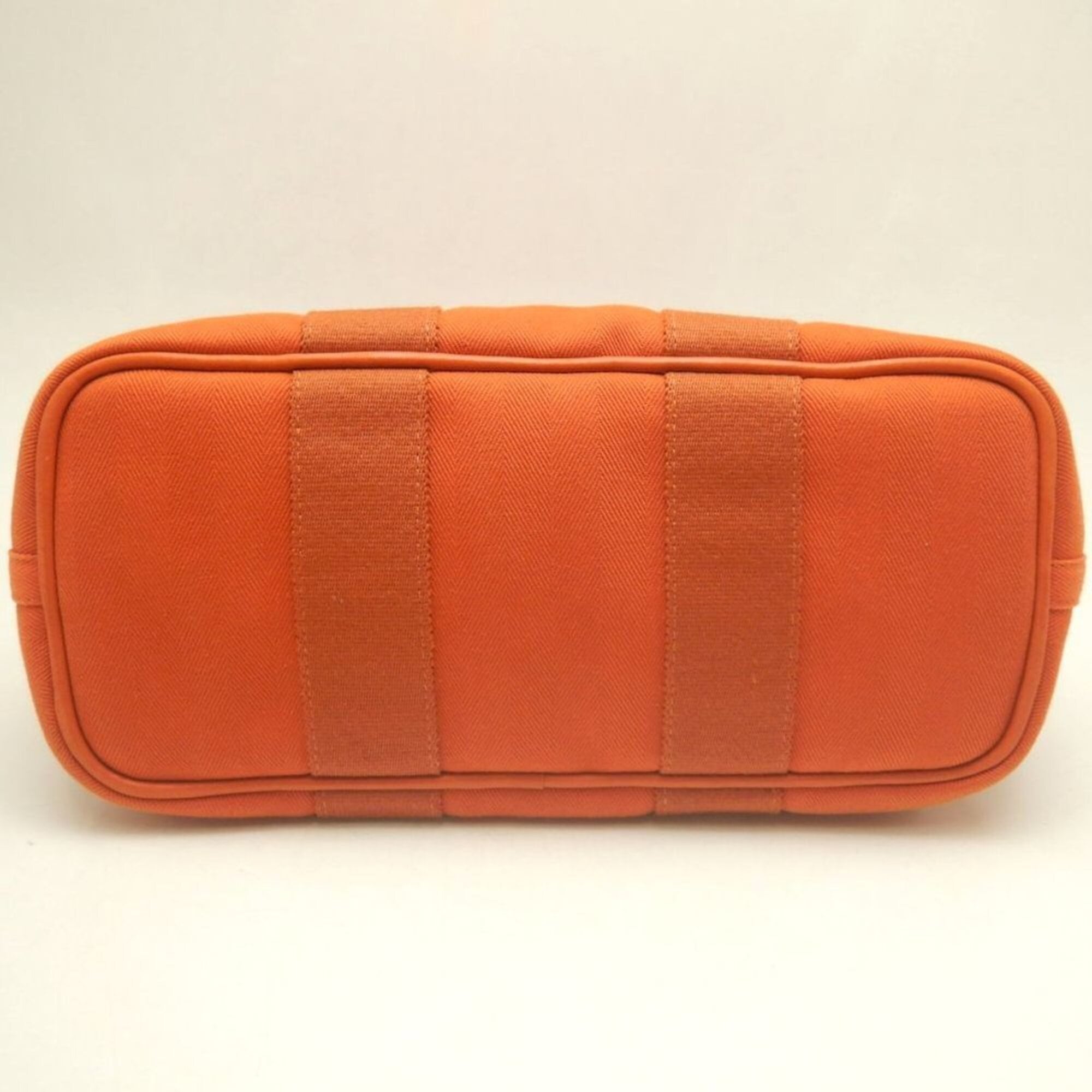 Hermes Orange Toile Chevron Leather Handbag (Pre-Owned)
