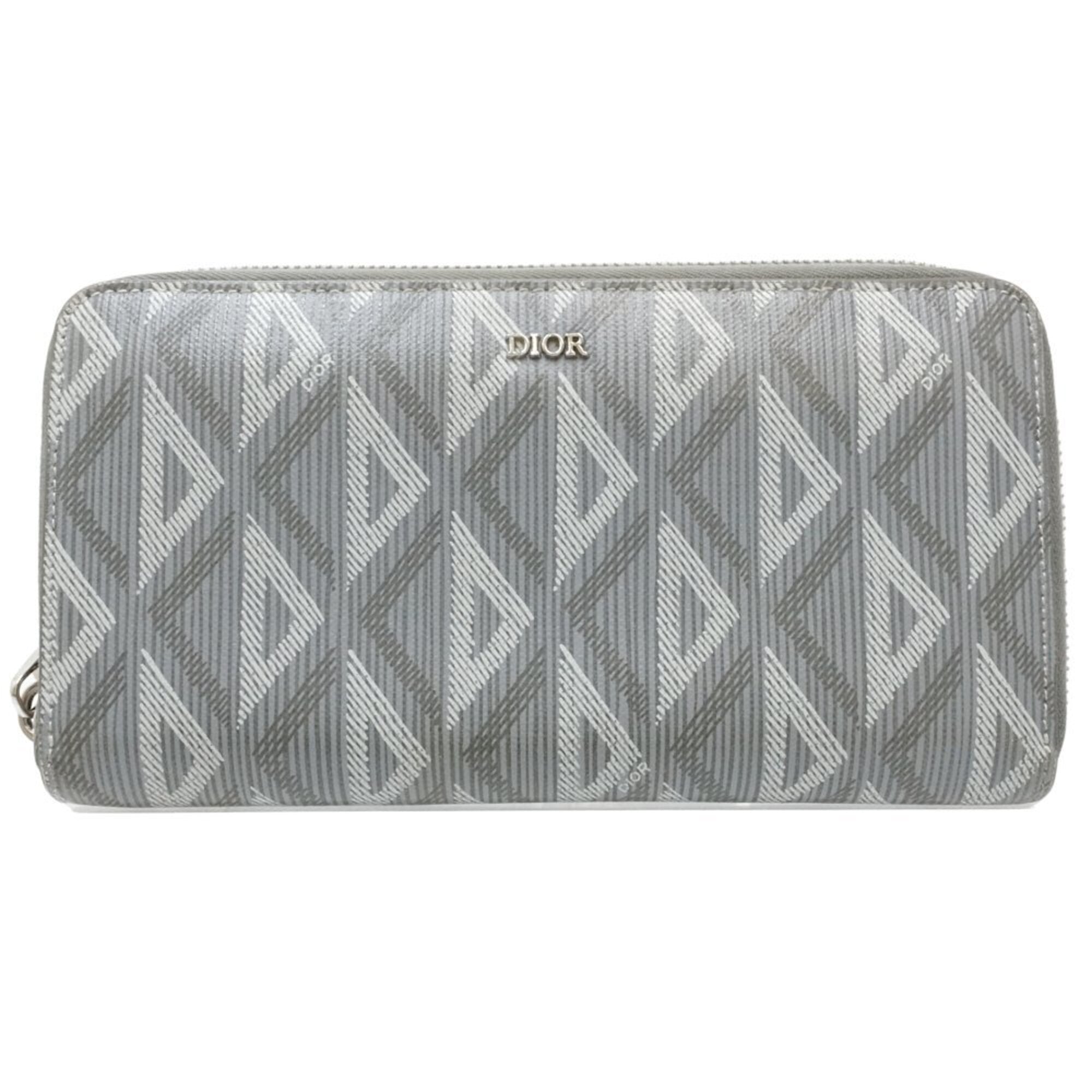 Christian Dior Gray Canvas Long Wallet (Bi-Fold) (Pre-Owned)