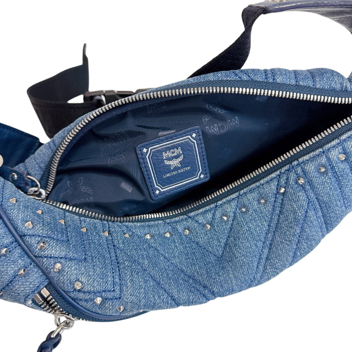Mcm Blue Canvas Sling Bag (Pre-Owned)