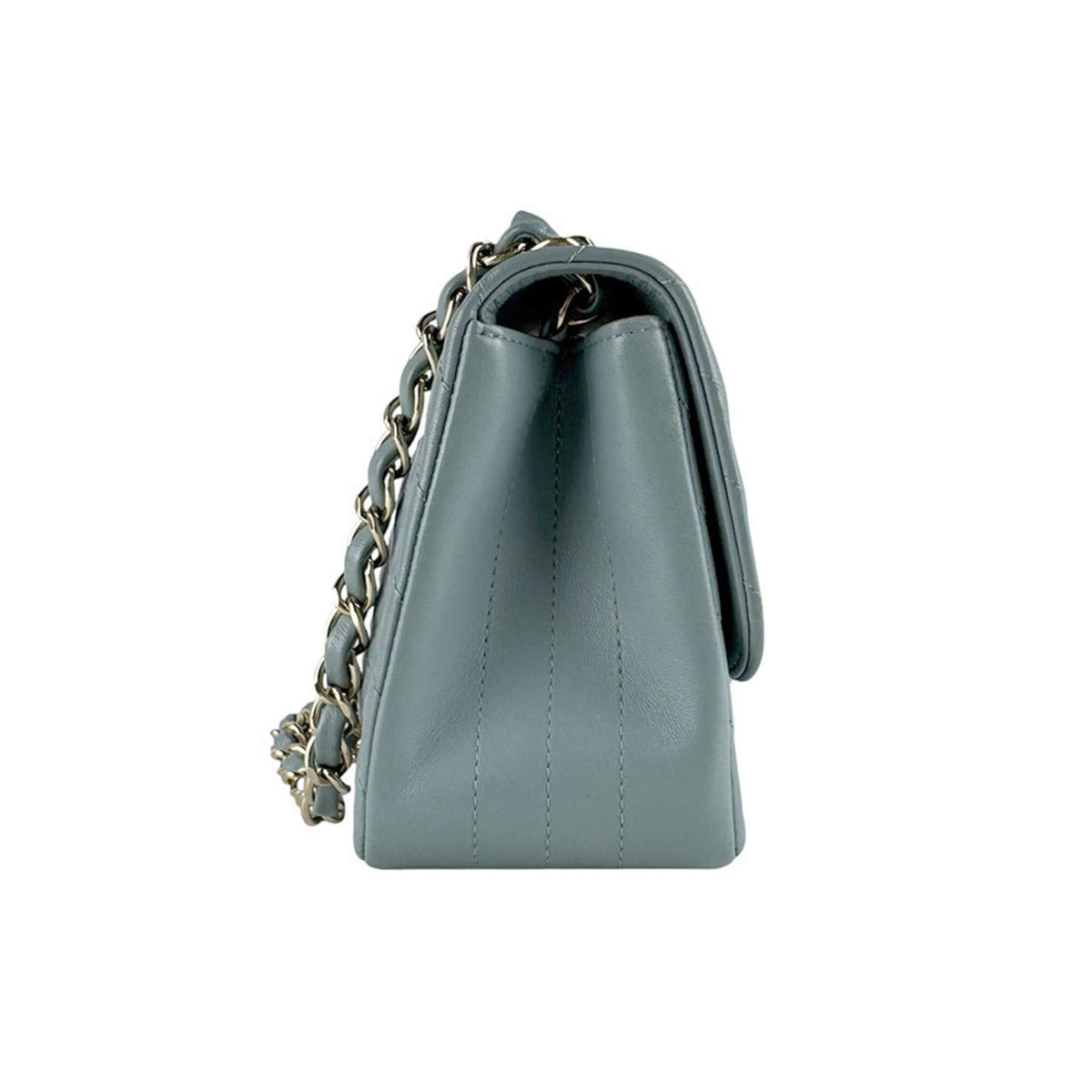 Chanel Blue Gray Leather Shoulder Bag (Pre-Owned)