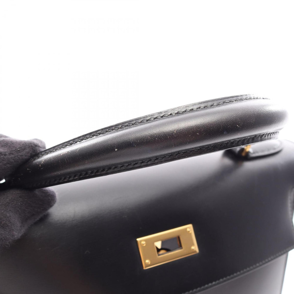 Hermes Black Box Calf Leather Handbag (Pre-Owned)