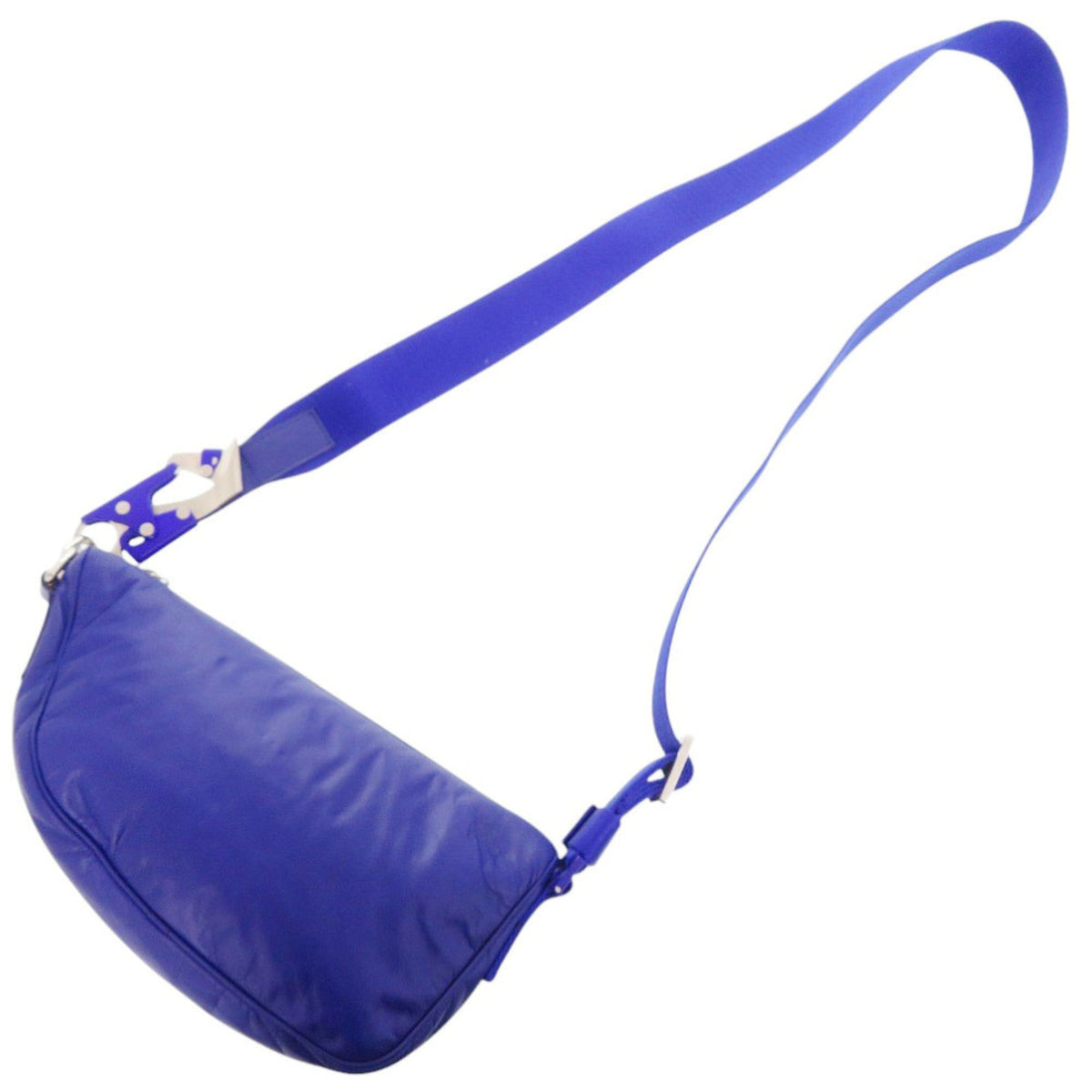 Burberry Blue Leather Nylon Shoulder Bag Sling Bag (Pre-Owned)
