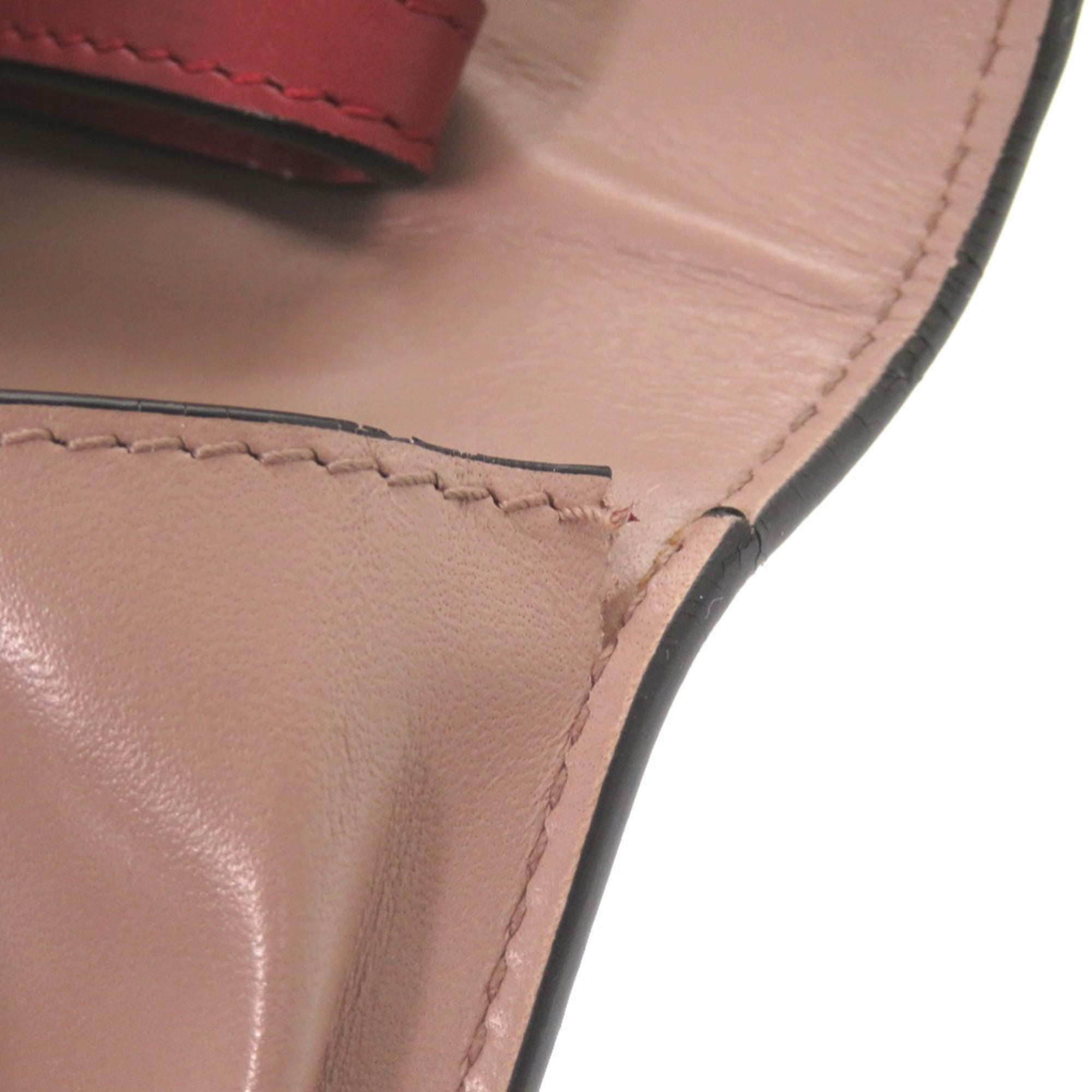 Bvlgari Pink Red Color Leather Wallet (Bi-Fold) (Pre-Owned)