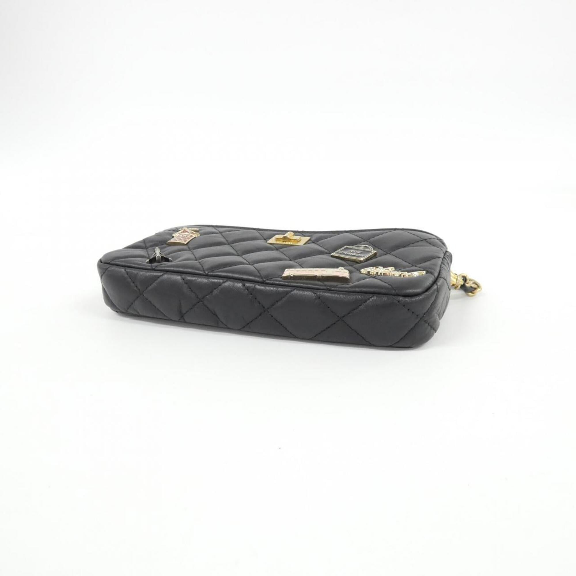 Chanel Black Leather Chain/Shoulder Wallet (Pre-Owned)