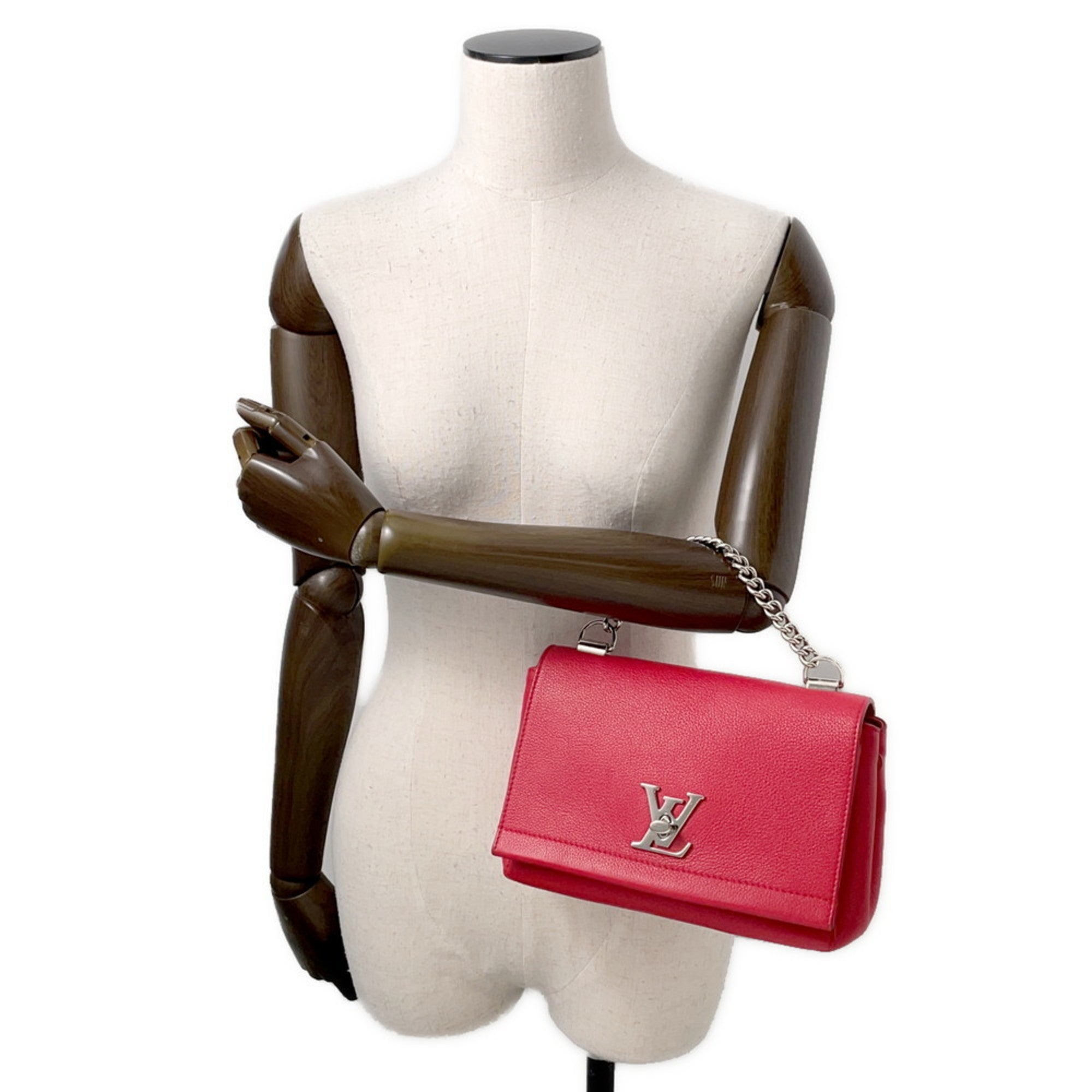 Louis Vuitton Lockme Ii Red Color Ruby Leather Handbag (Pre-Owned)