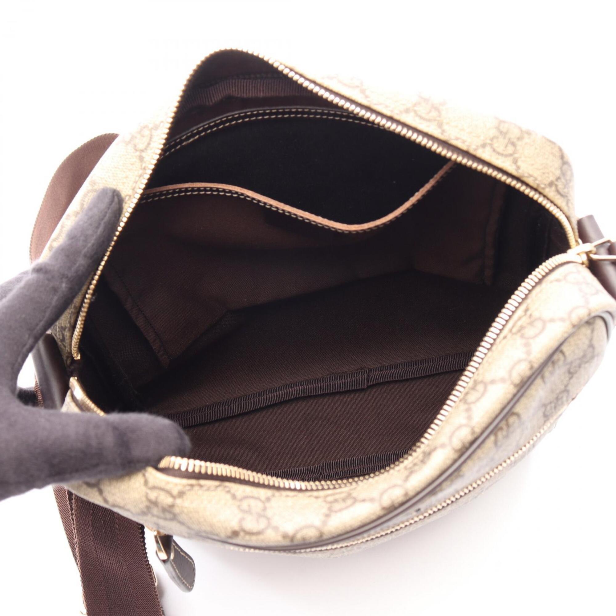 Gucci Beige Brown Gg Supreme Leather Handbag Shoulder Bag (Pre-Owned)