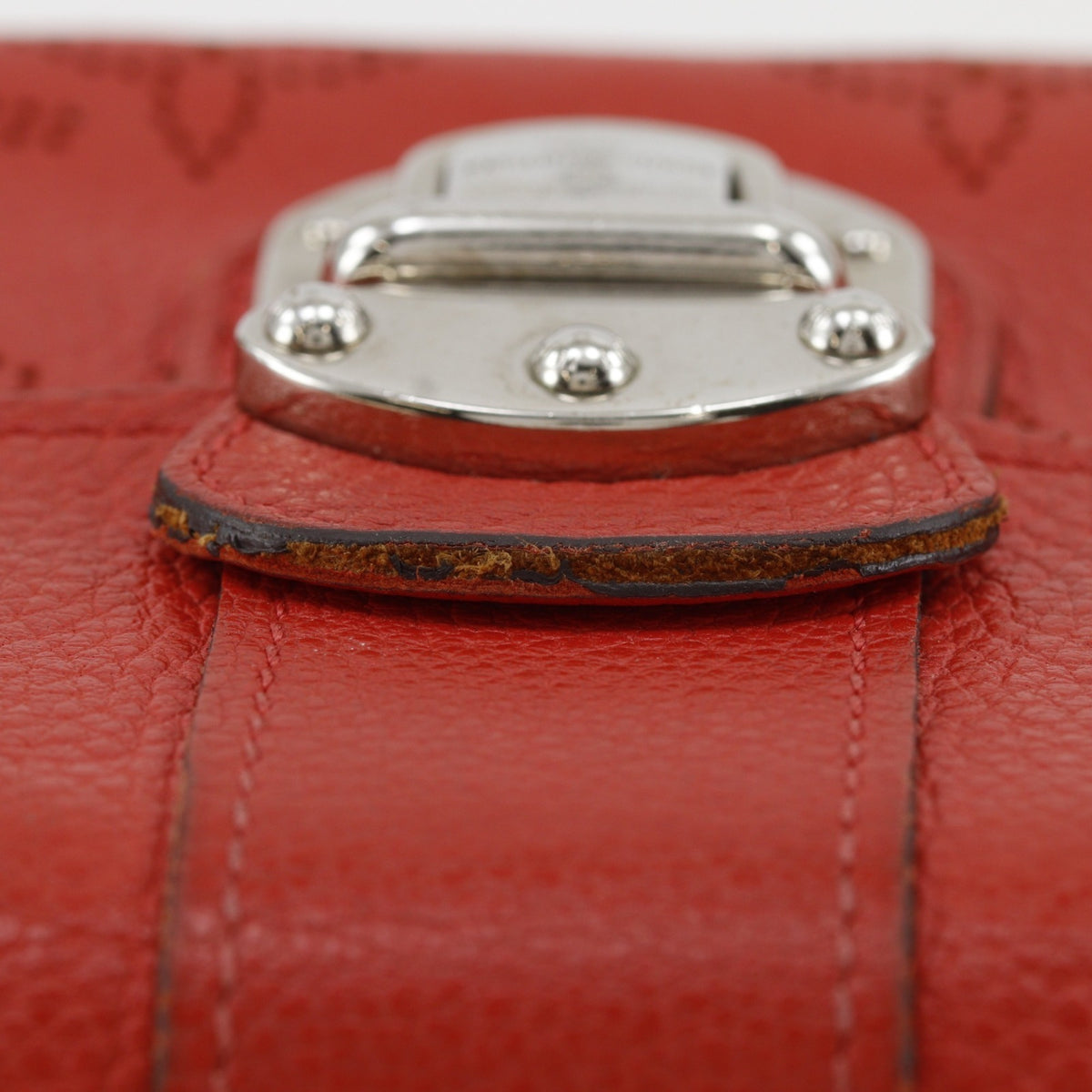 Louis Vuitton Red Color Monogram Mahina Leather Long Wallet (Bi-Fold) (Pre-Owned)