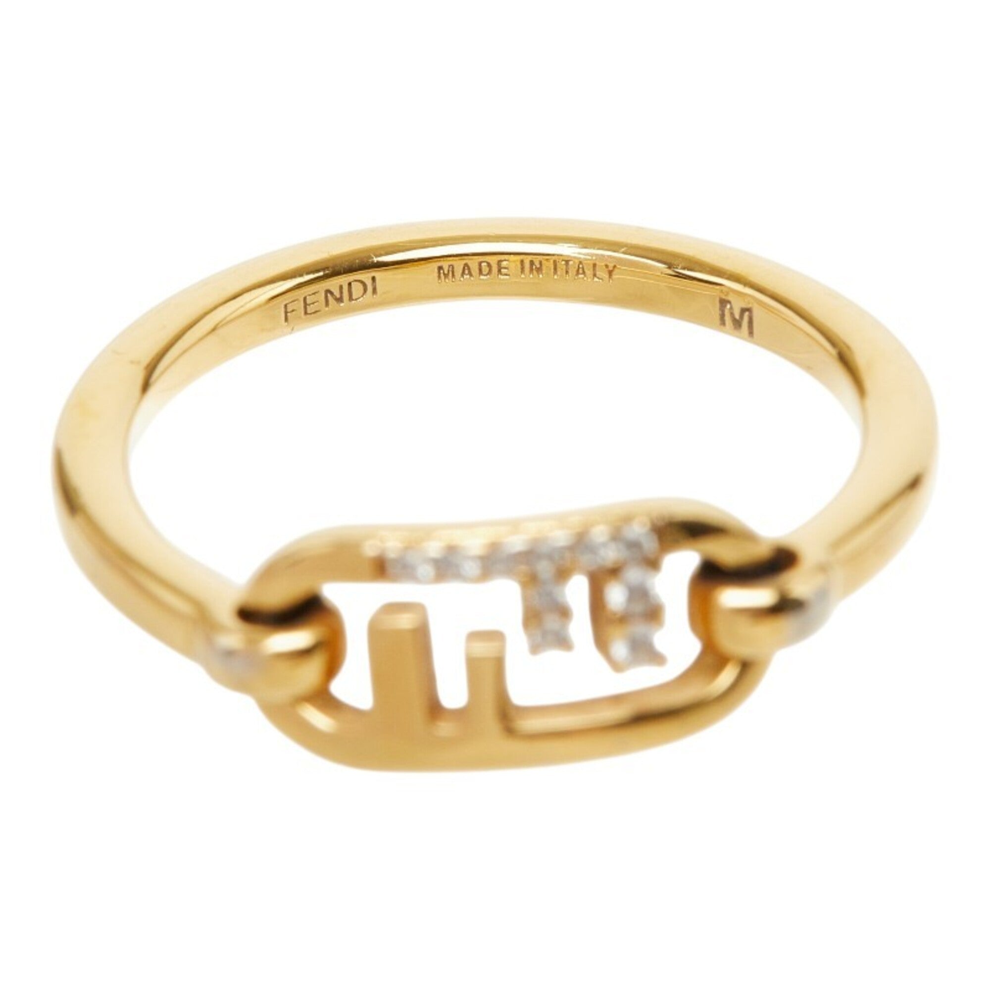 Fendi Gold Rhinestone Band Ring (Pre-Owned)