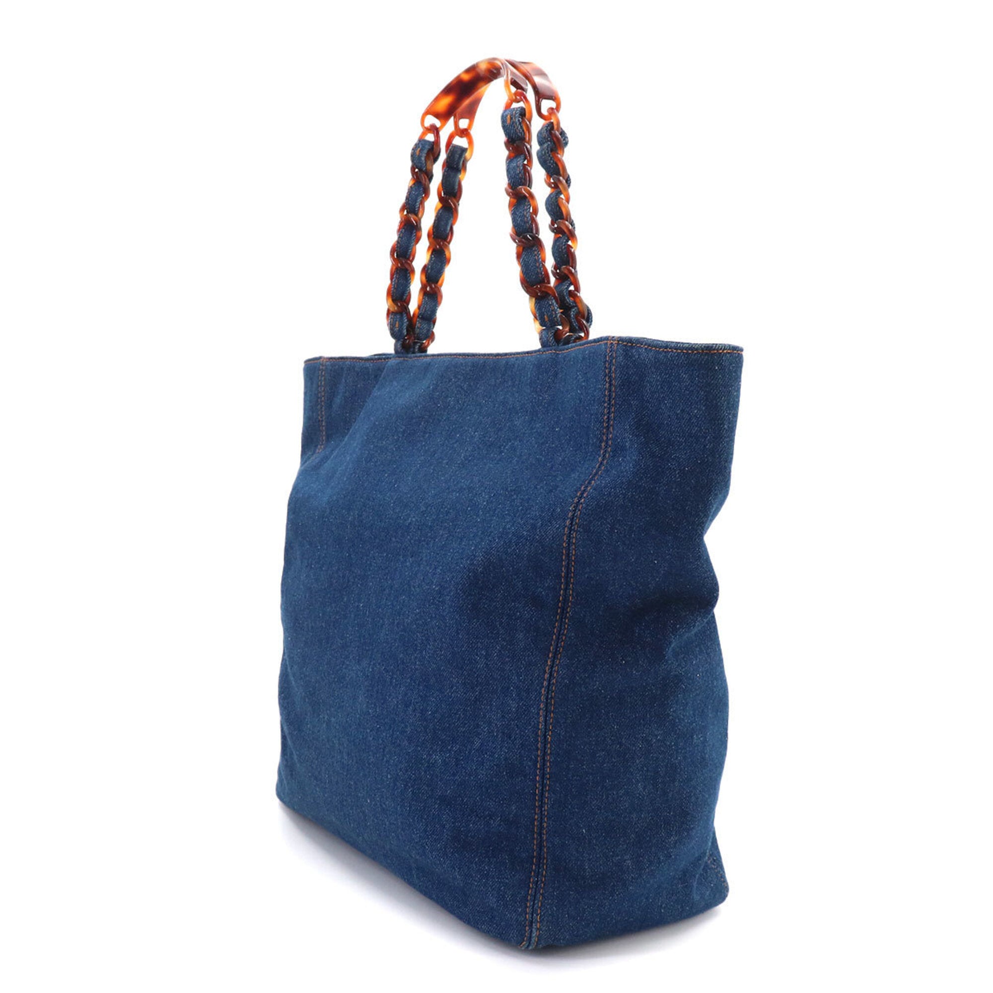 Chanel Blue Denim Handbag Tote Bag (Pre-Owned)