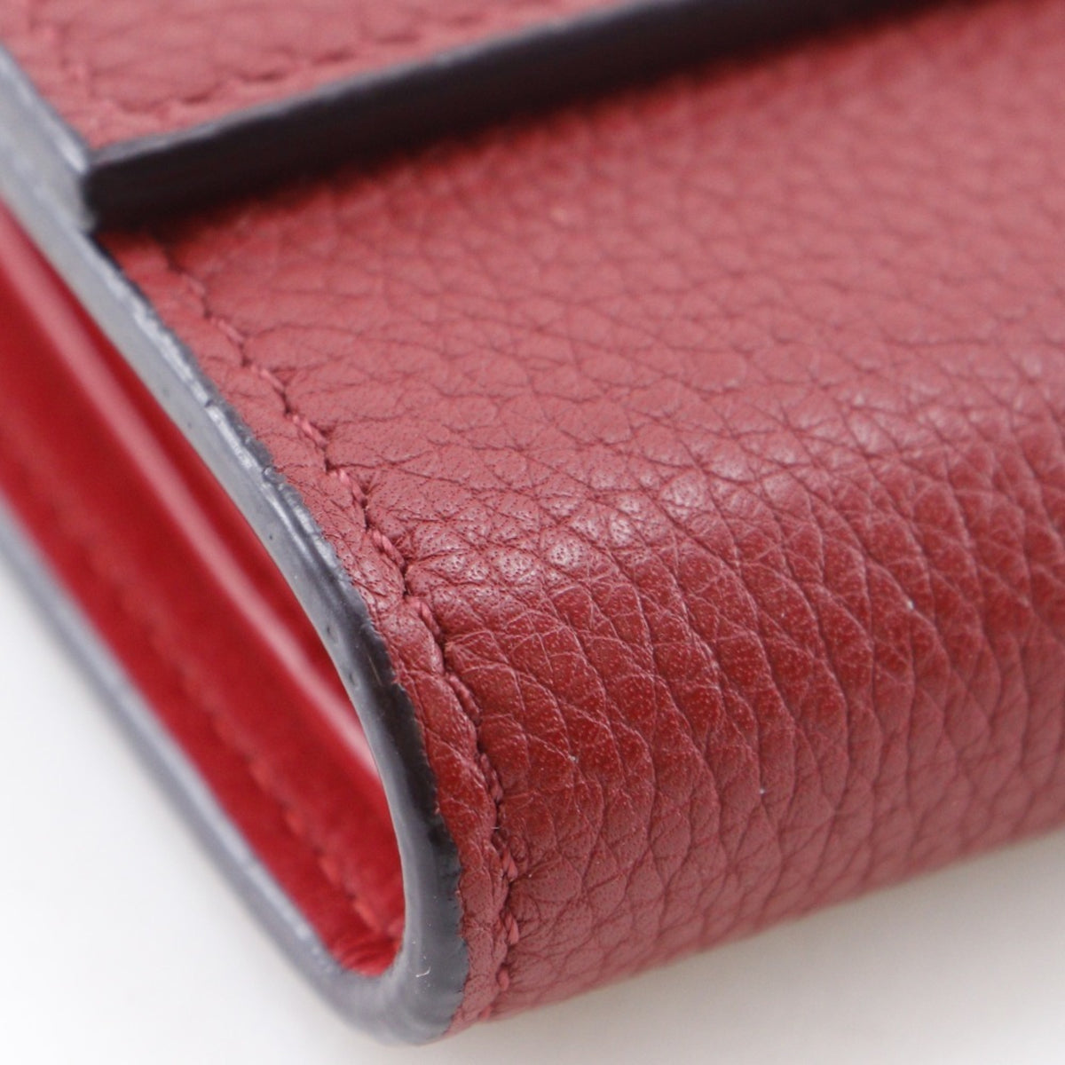Celine Red Color Leather Wallet (Tri-Fold) (Pre-Owned)