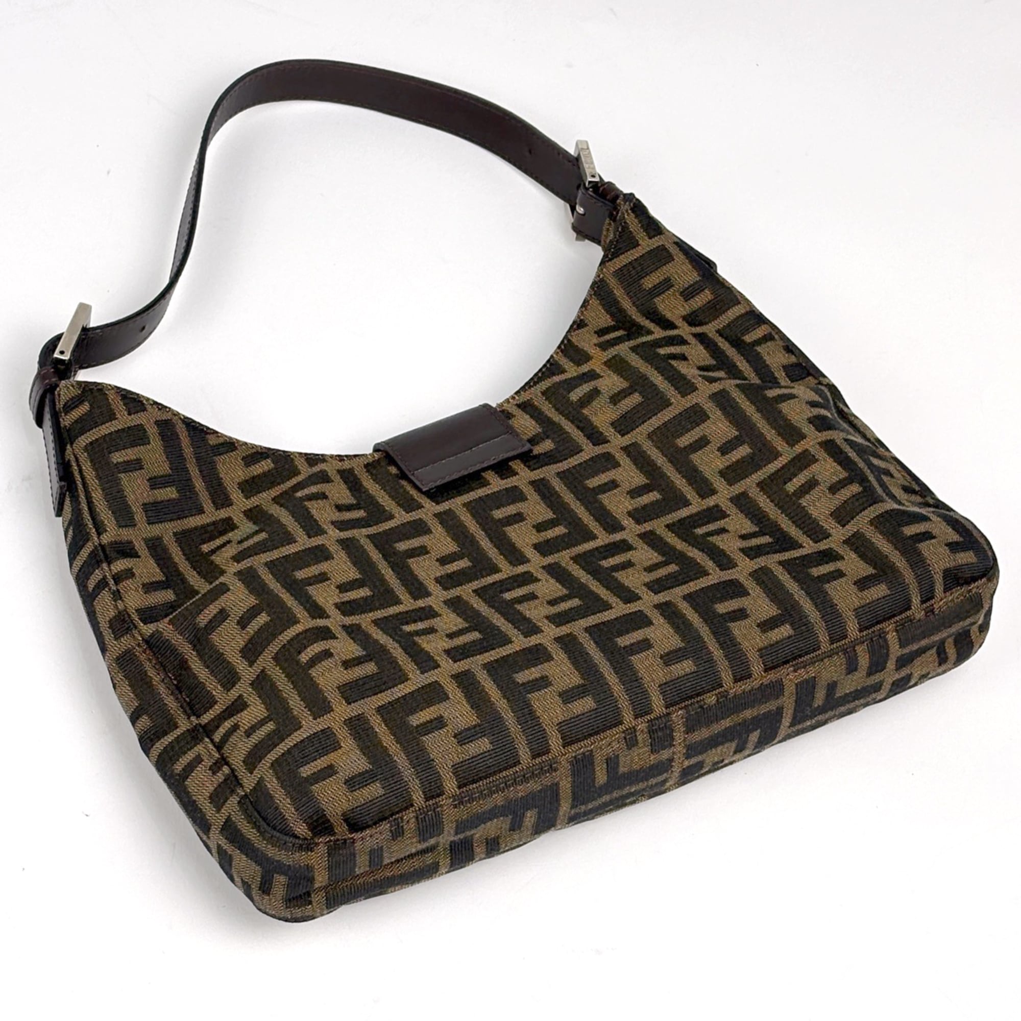 Fendi Brown Canvas Leather Shoulder Bag (Pre-Owned)