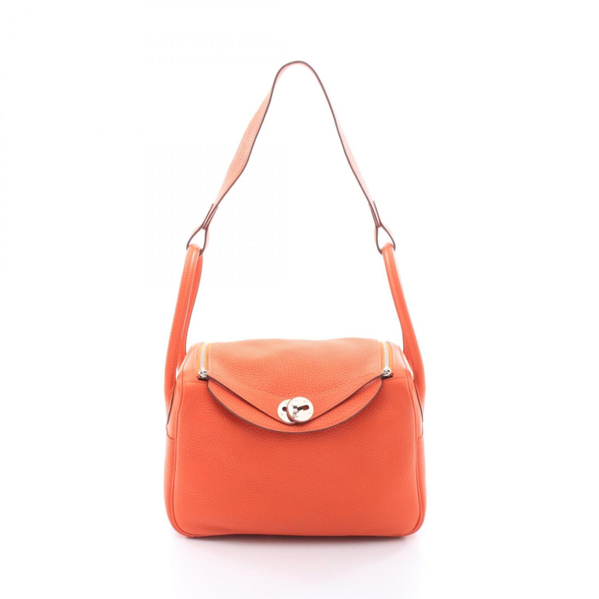 Hermes Orange Orange Poppy Taurillon Clemence Leather Handbag Shoulder Bag (Pre-Owned)