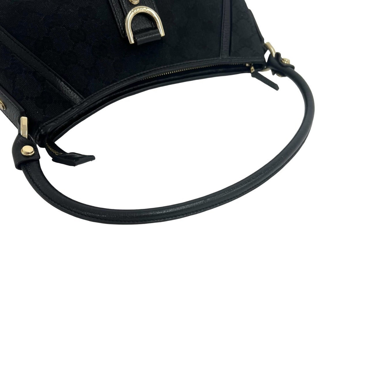 Gucci Black Canvas Leather Handbag Shoulder Bag (Pre-Owned)