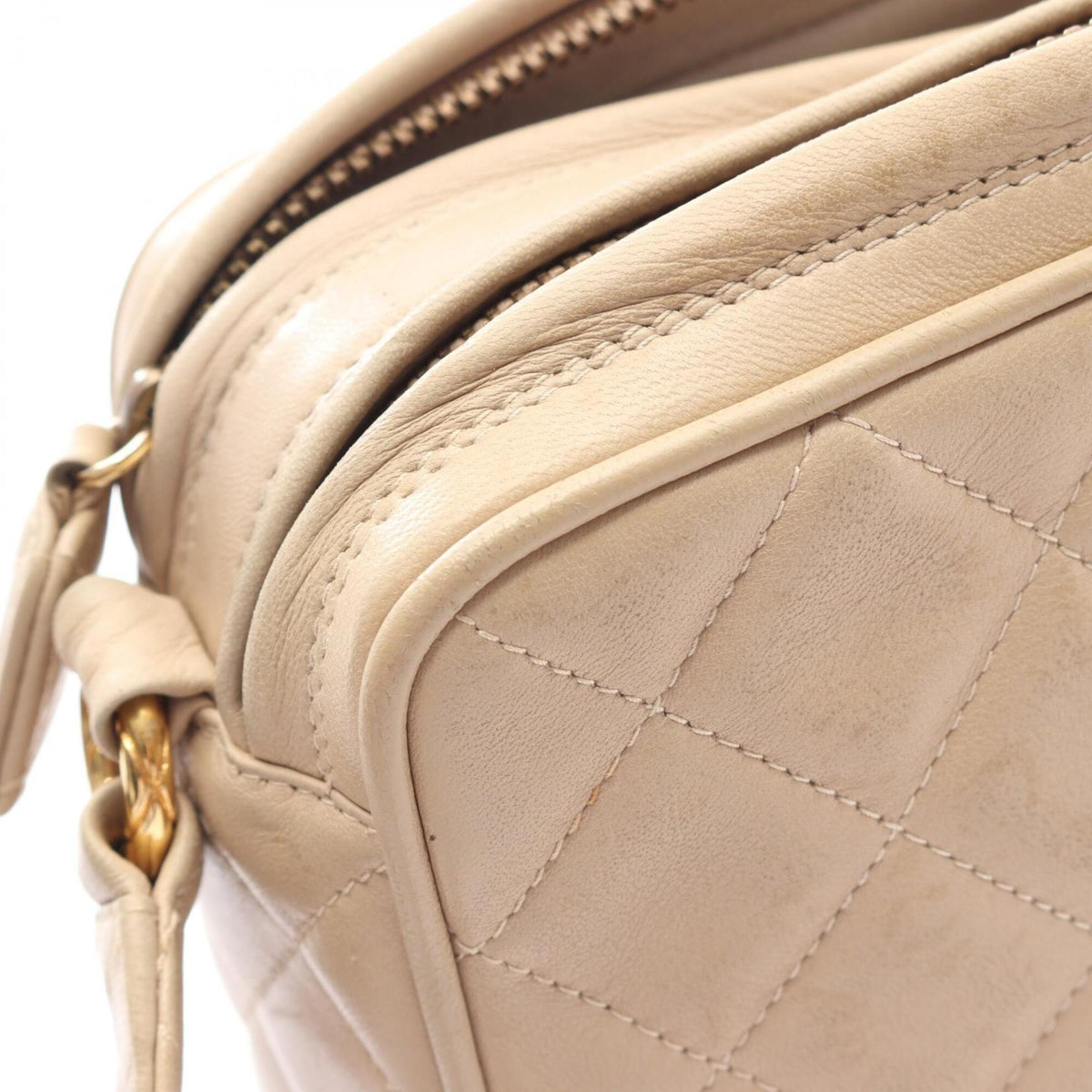 Chanel Beige Leather Handbag Shoulder Bag (Pre-Owned)