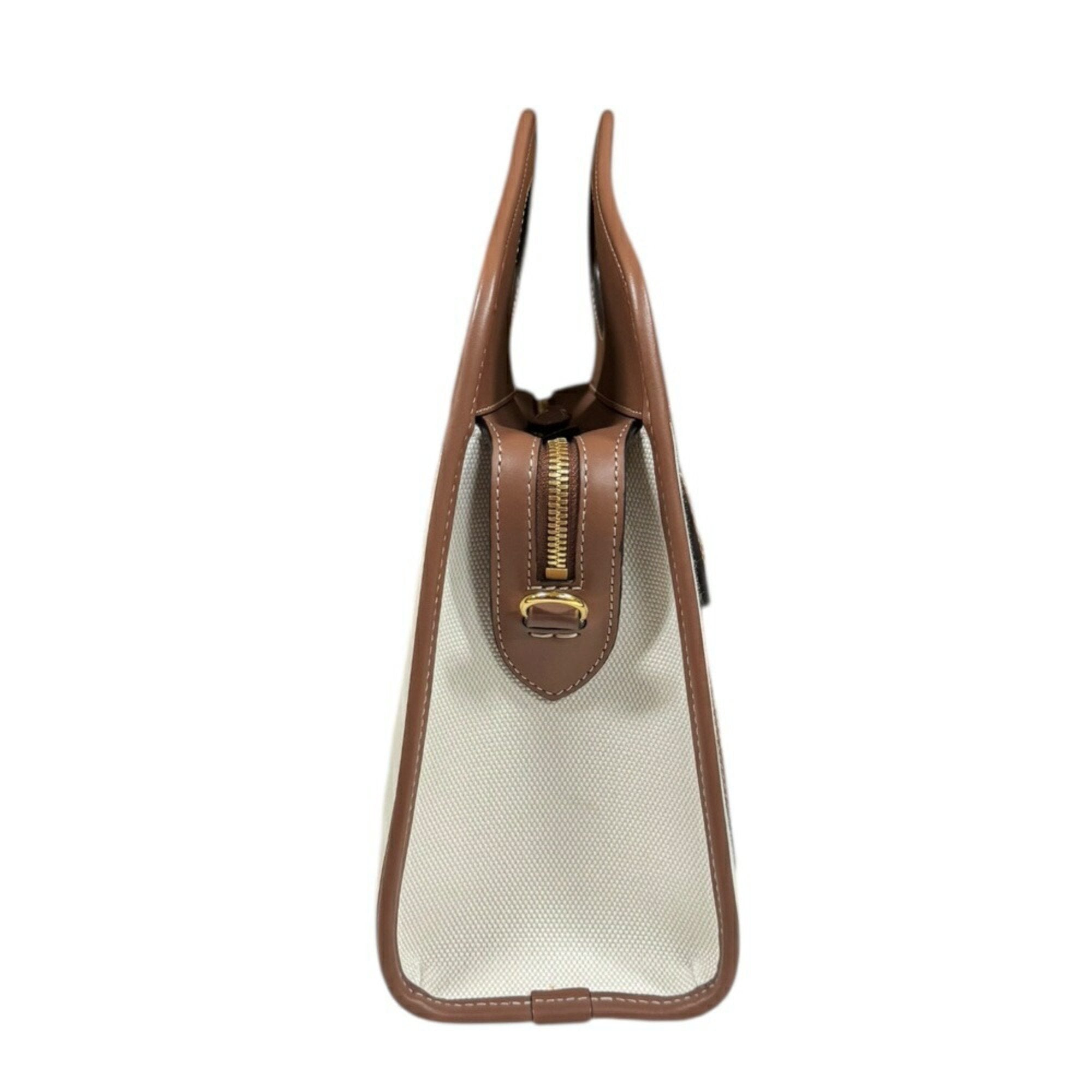 Burberry Beige Brown Canvas Leather Shoulder Bag (Pre-Owned)