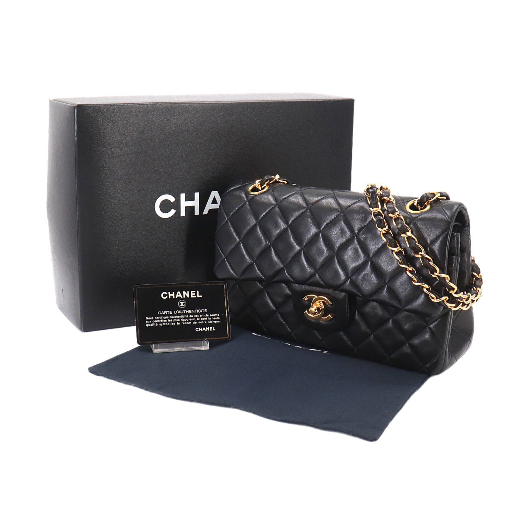 Chanel Matelasse Black Leather Handbag Shoulder Bag (Pre-Owned)