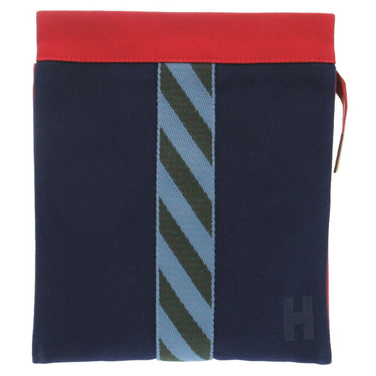 Hermes Navy Canvas Cotton Clutch Bag (Pre-Owned)
